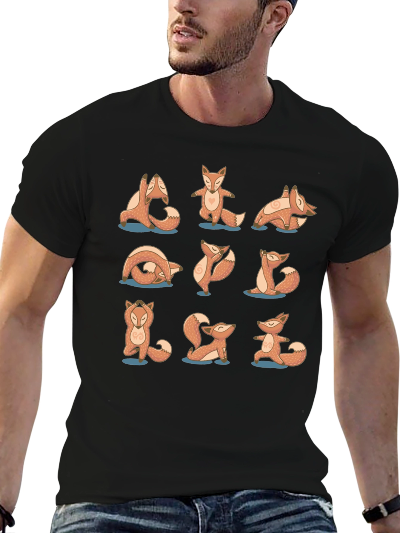 Yoga Fox Black Graphic Tee