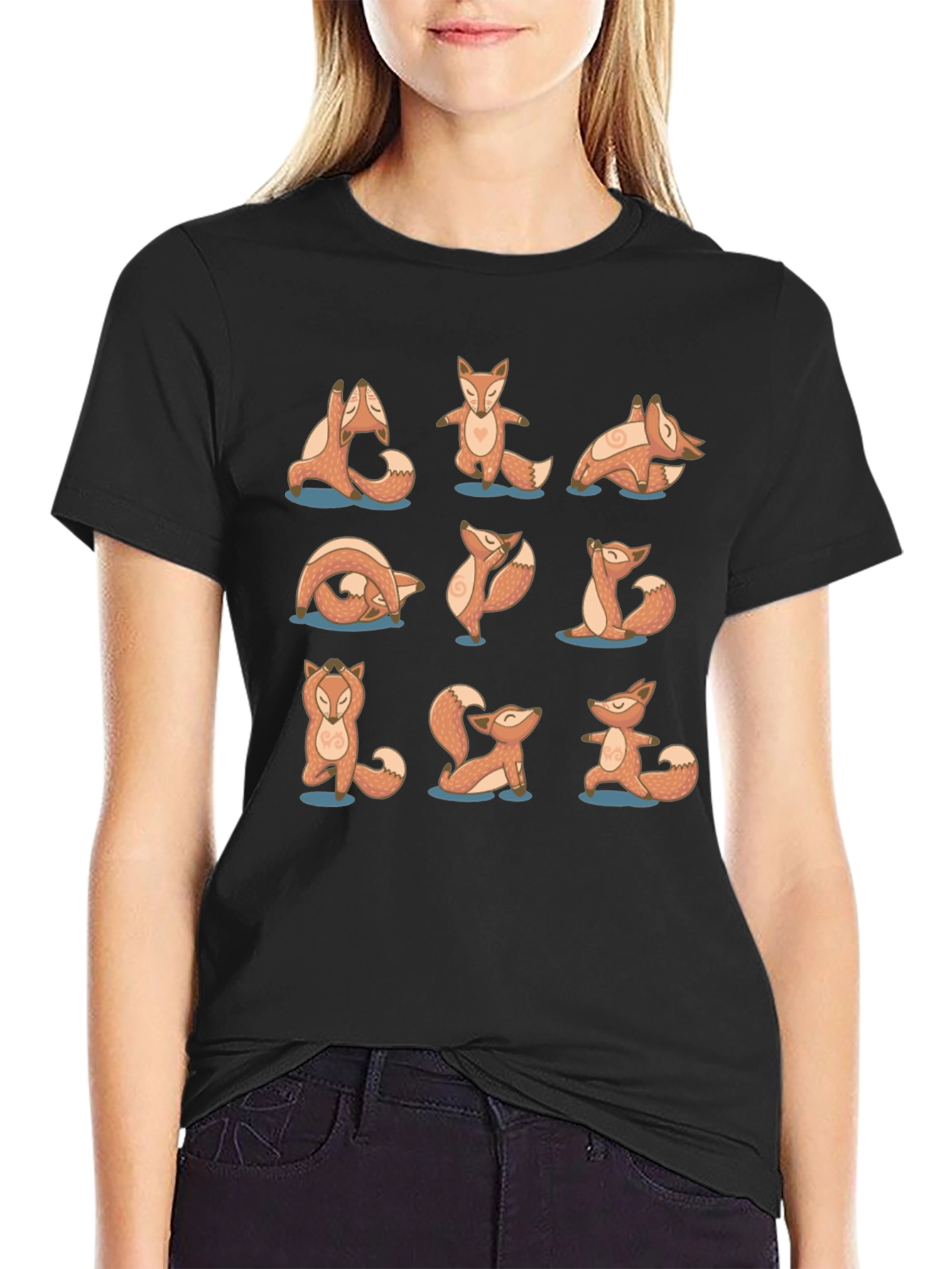 Yoga Fox Black Graphic Tee