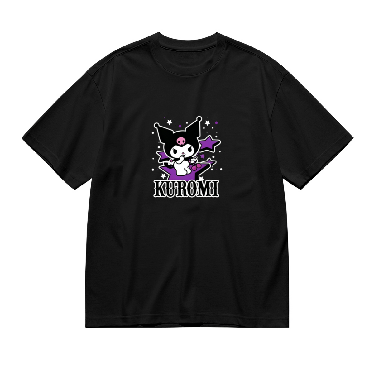 Plus Size Women Edgy Kuromi Purple Star Pattern Plus?Size Ladies Tee