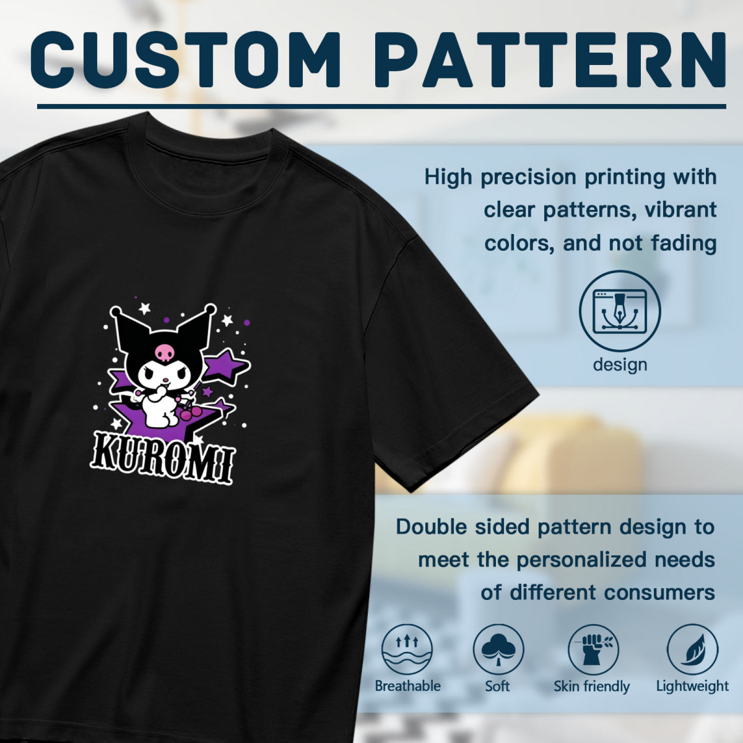 Plus Size Women Edgy Kuromi Purple Star Pattern Plus?Size Ladies Tee
