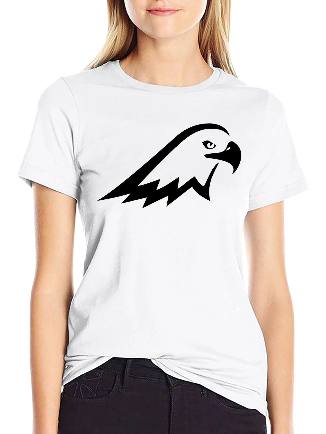 Black Graphic Tee - Eagle Head Design