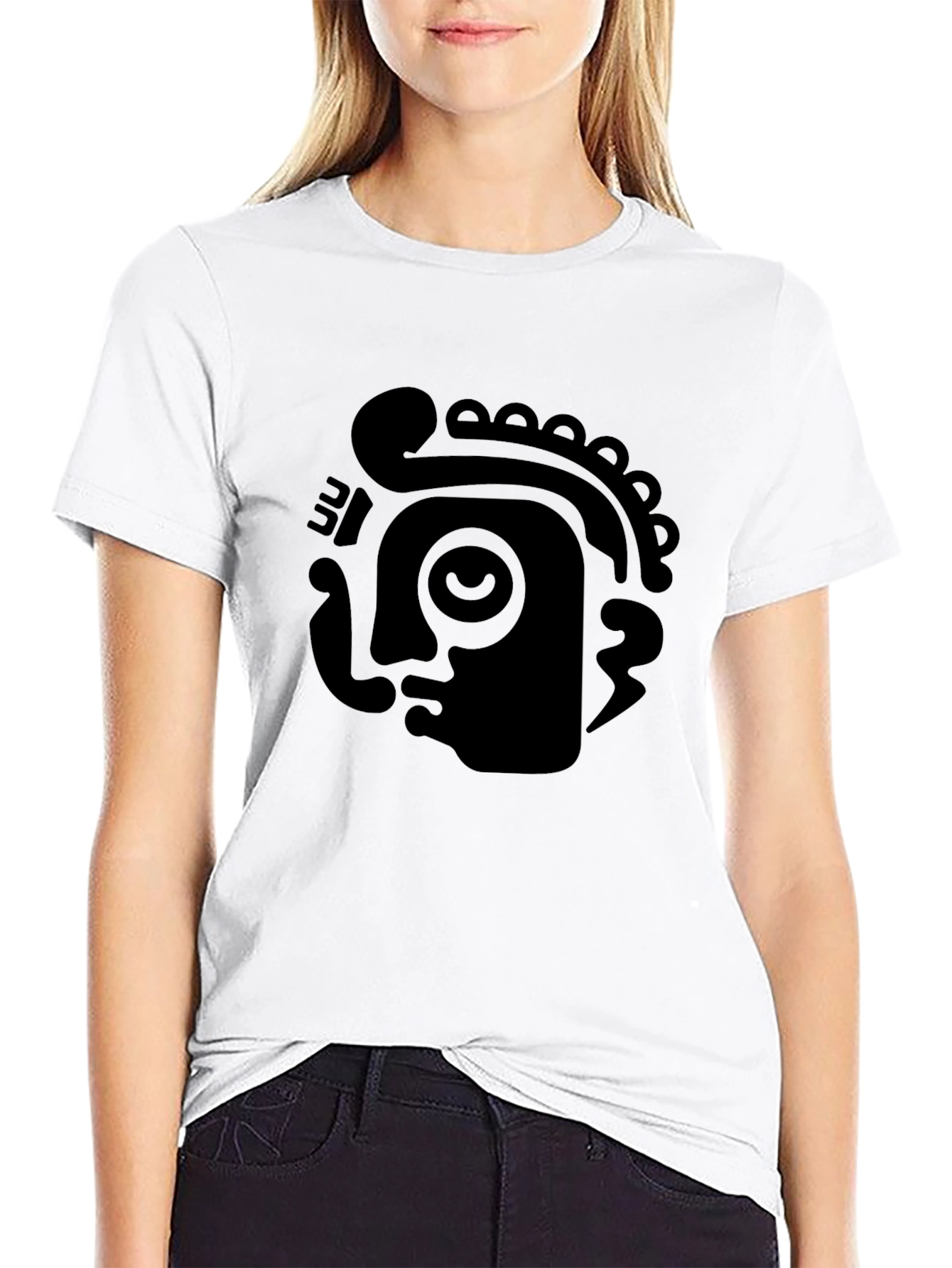 Black Graphic T-Shirt - Mayan Design