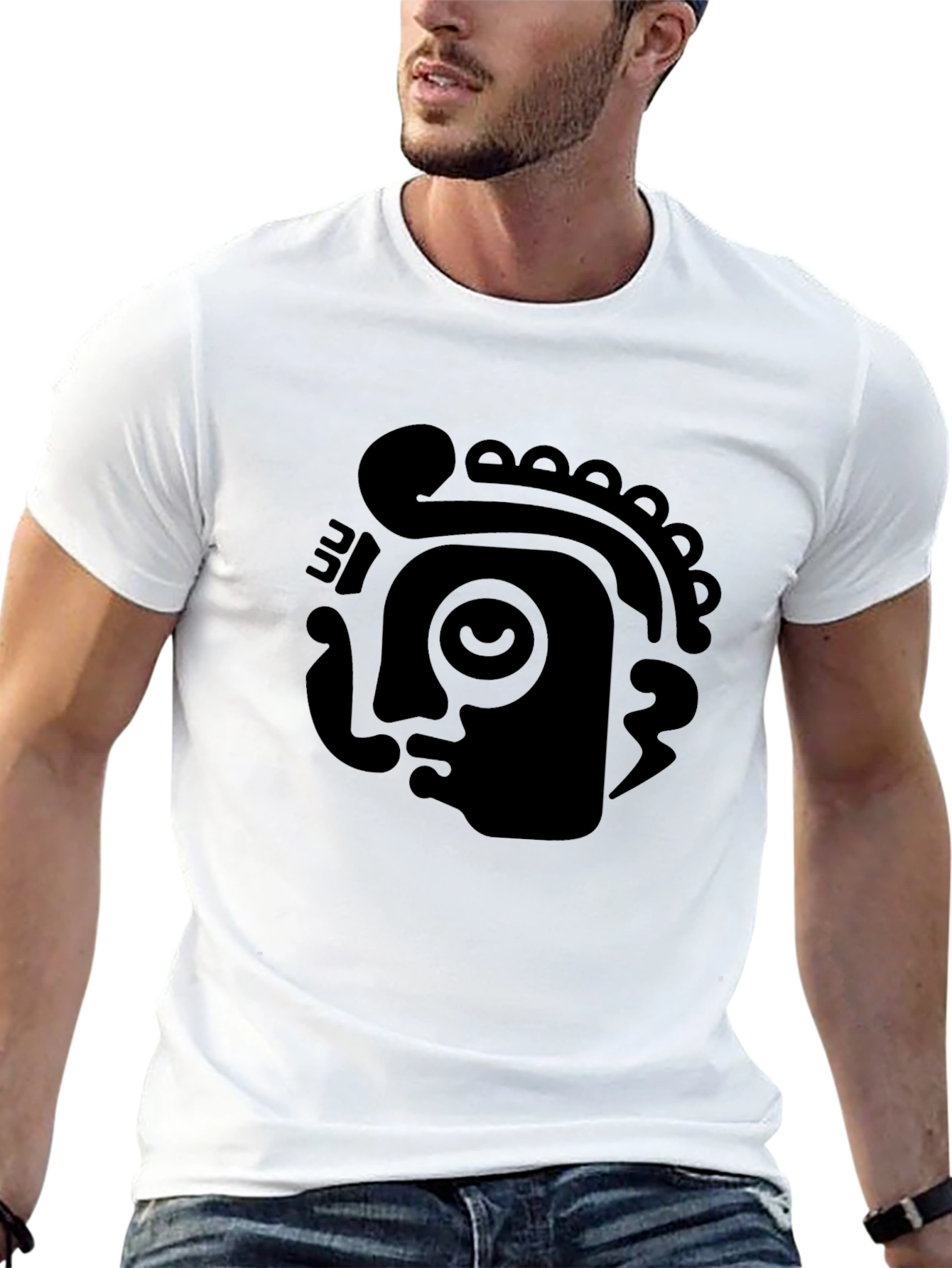 Black Graphic T-Shirt - Mayan Design