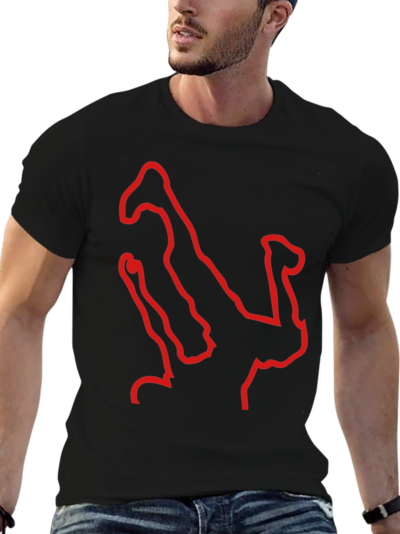 Black Tee with Red B-Boy Outline