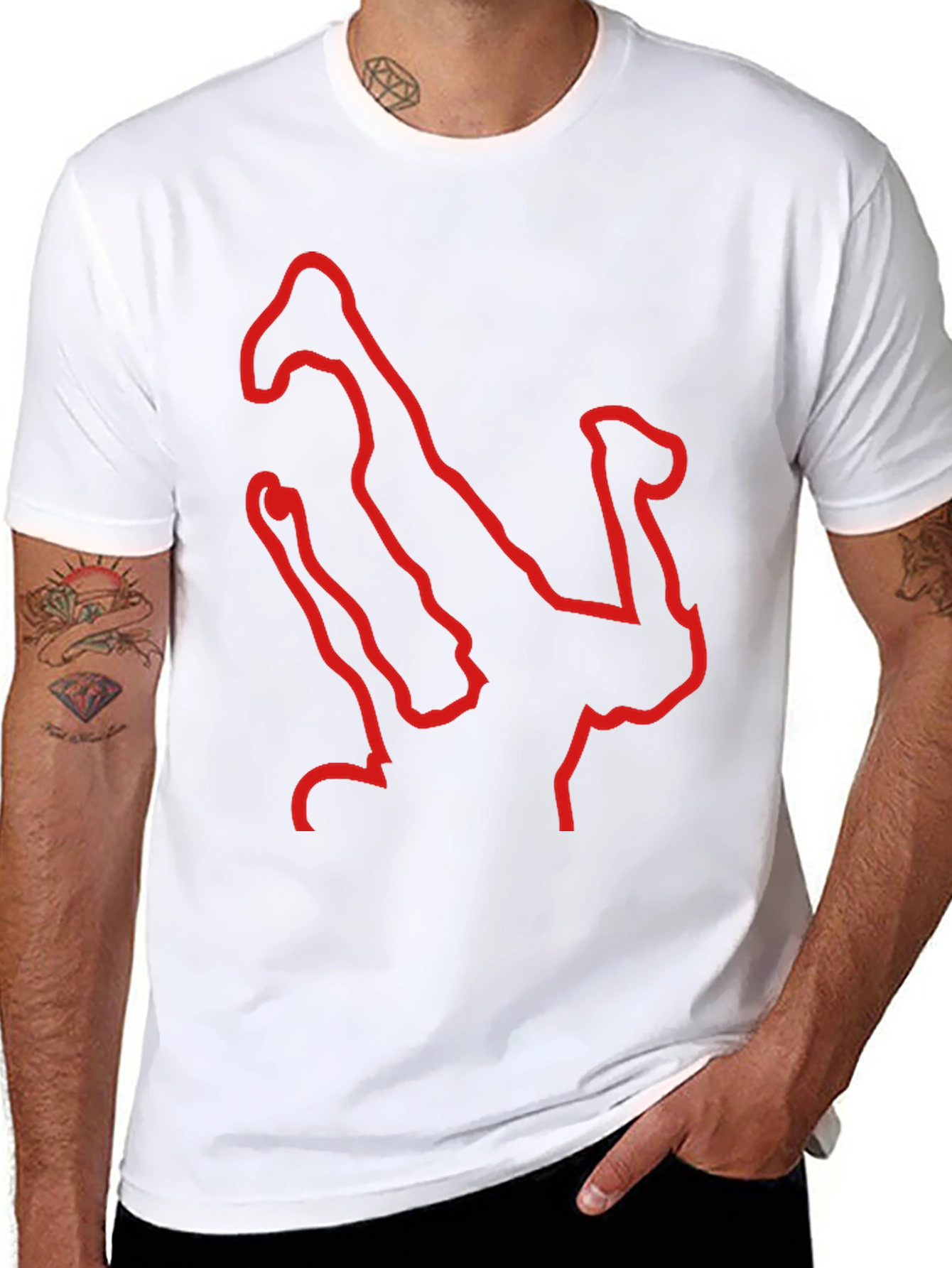 Black Tee with Red B-Boy Outline