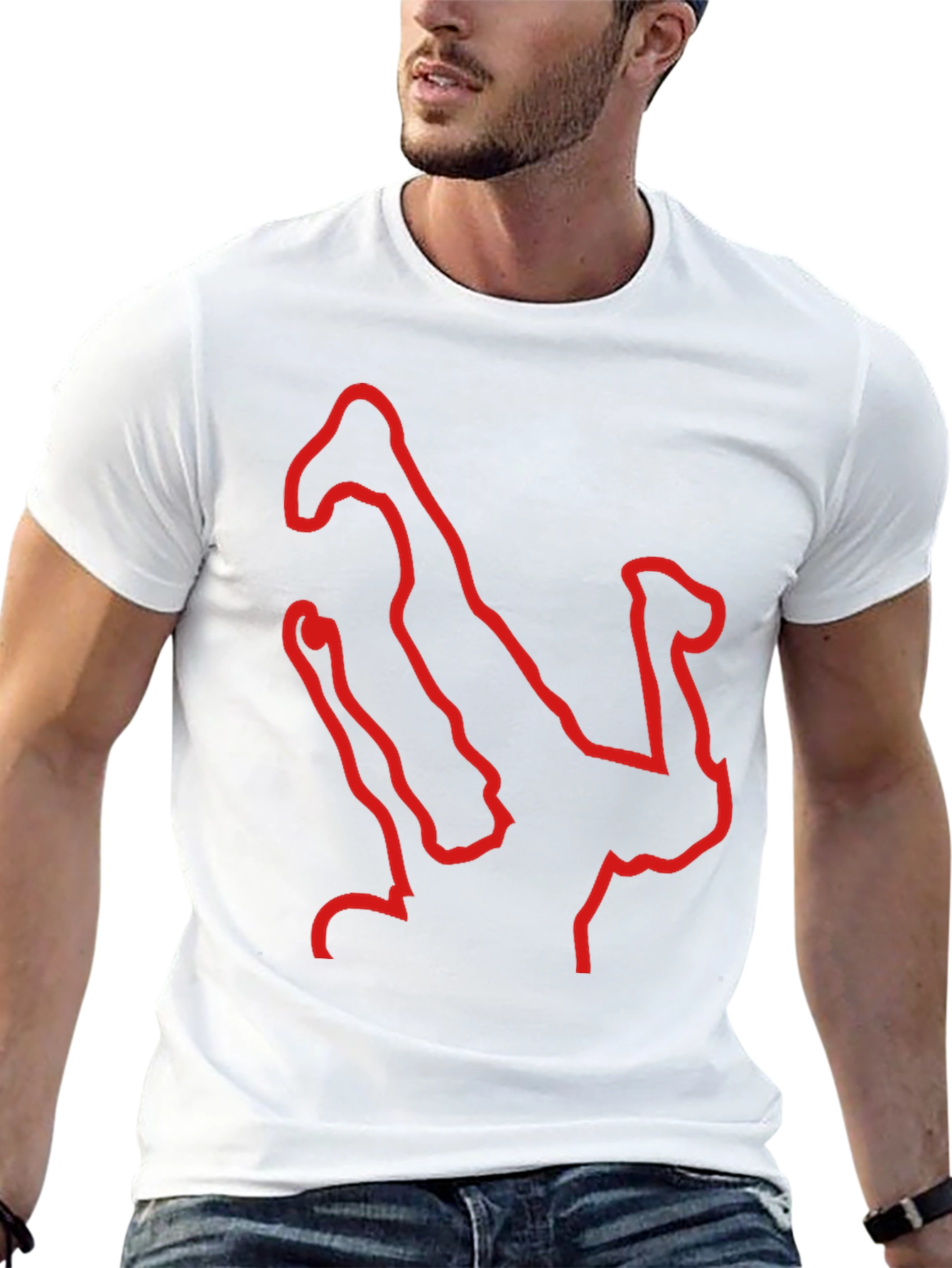 Black Tee with Red B-Boy Outline
