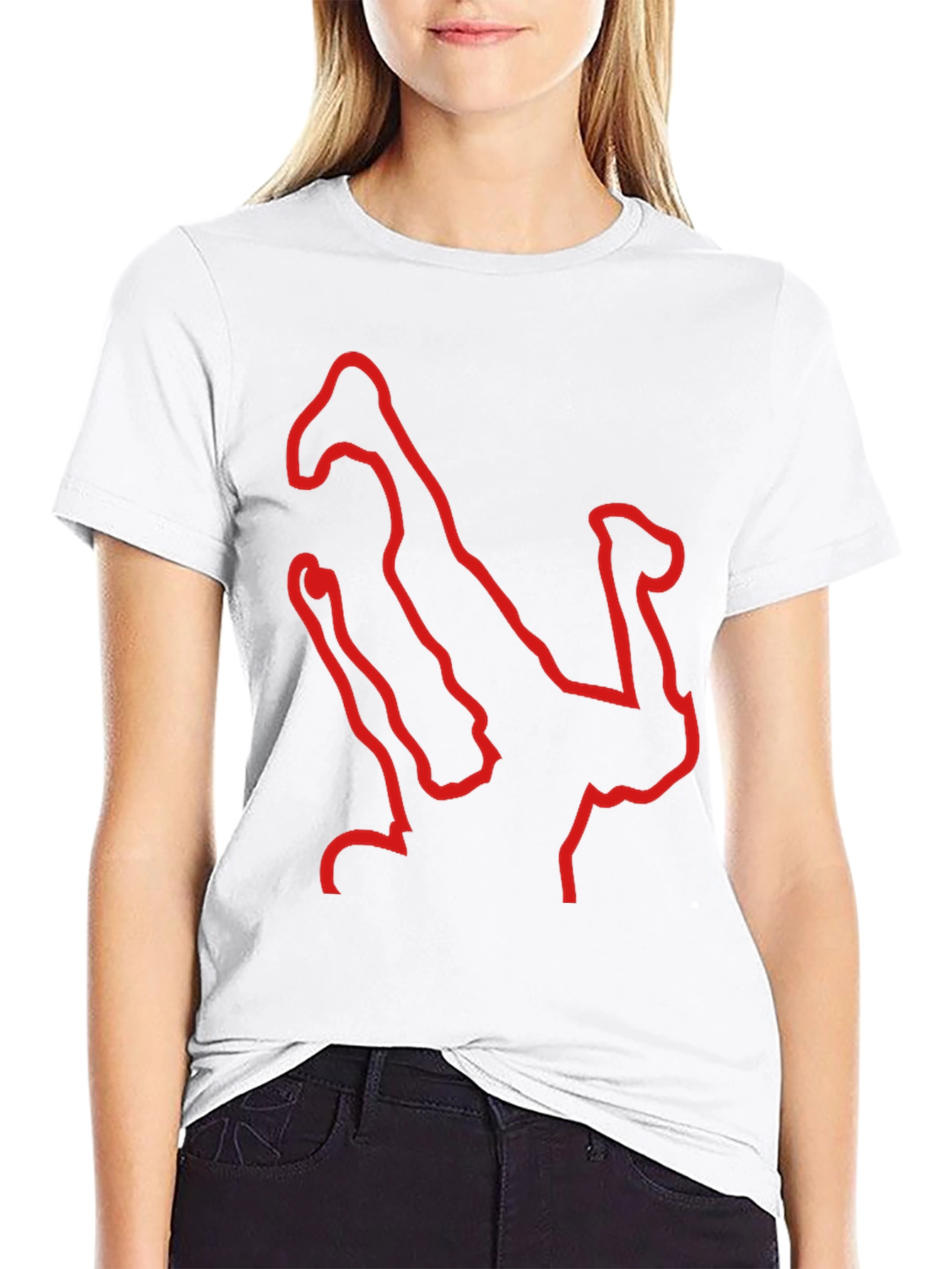 Black Tee with Red B-Boy Outline