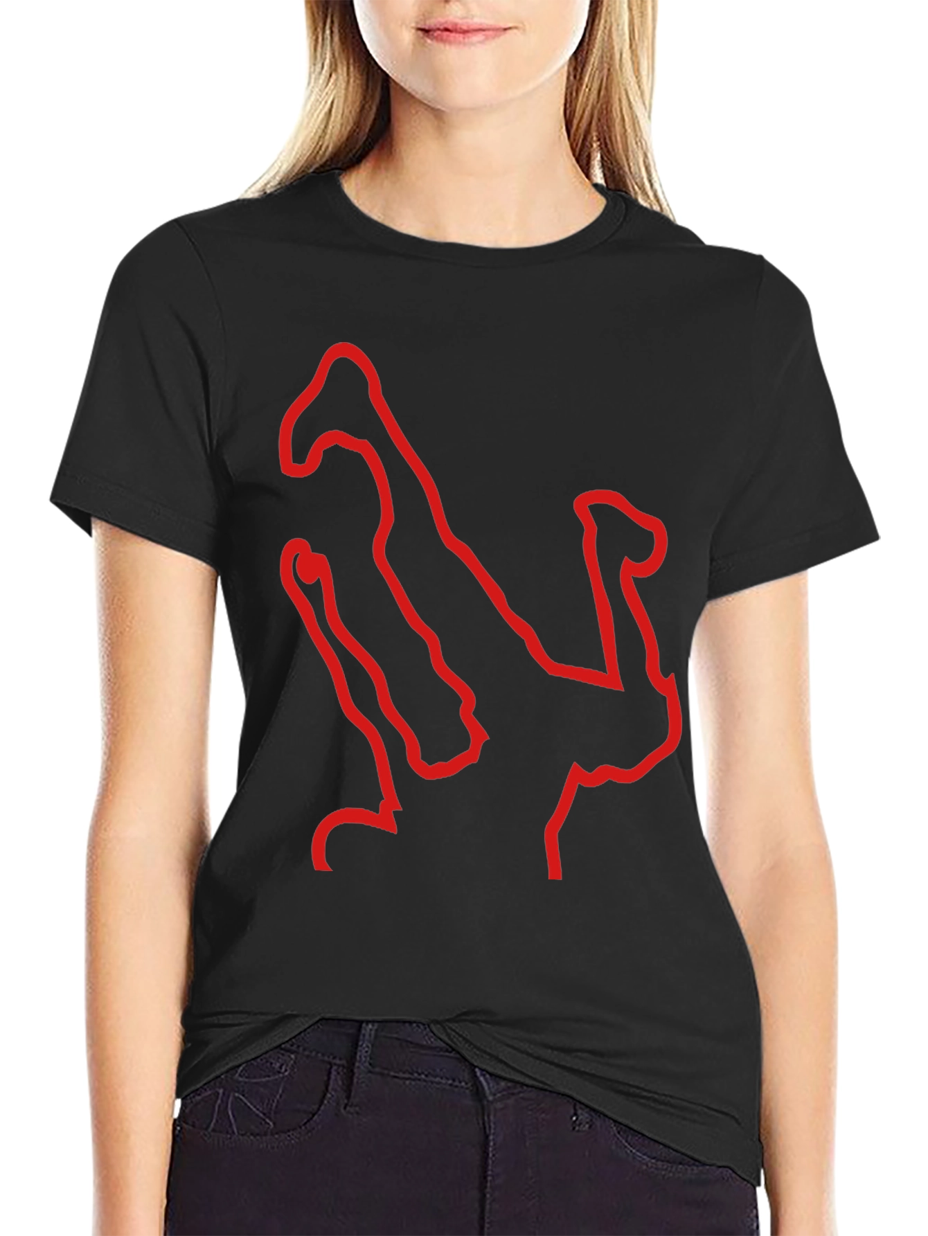 Black Tee with Red B-Boy Outline