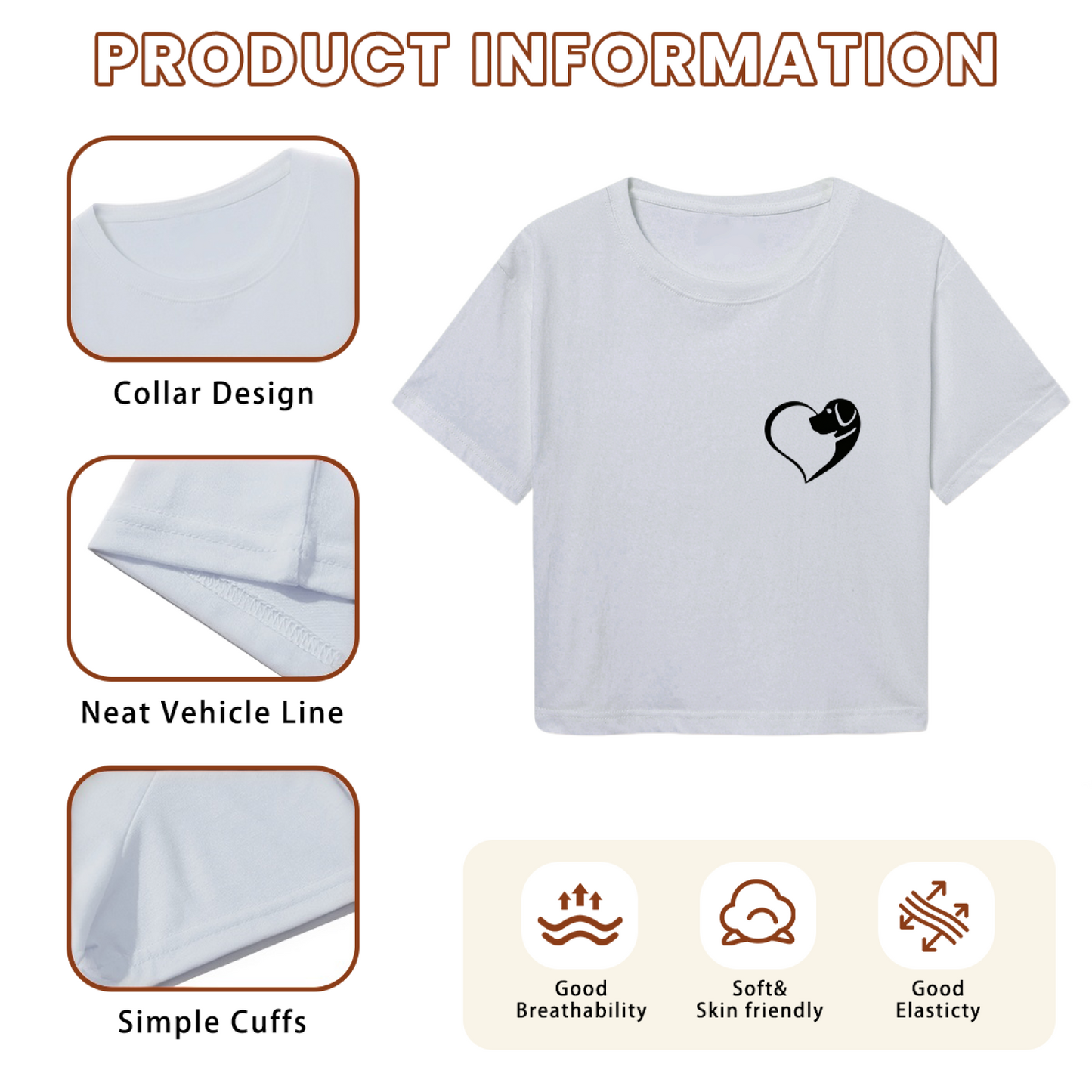Sweet Heart Shape Dog Lover Minimal Graphic Crop Tee