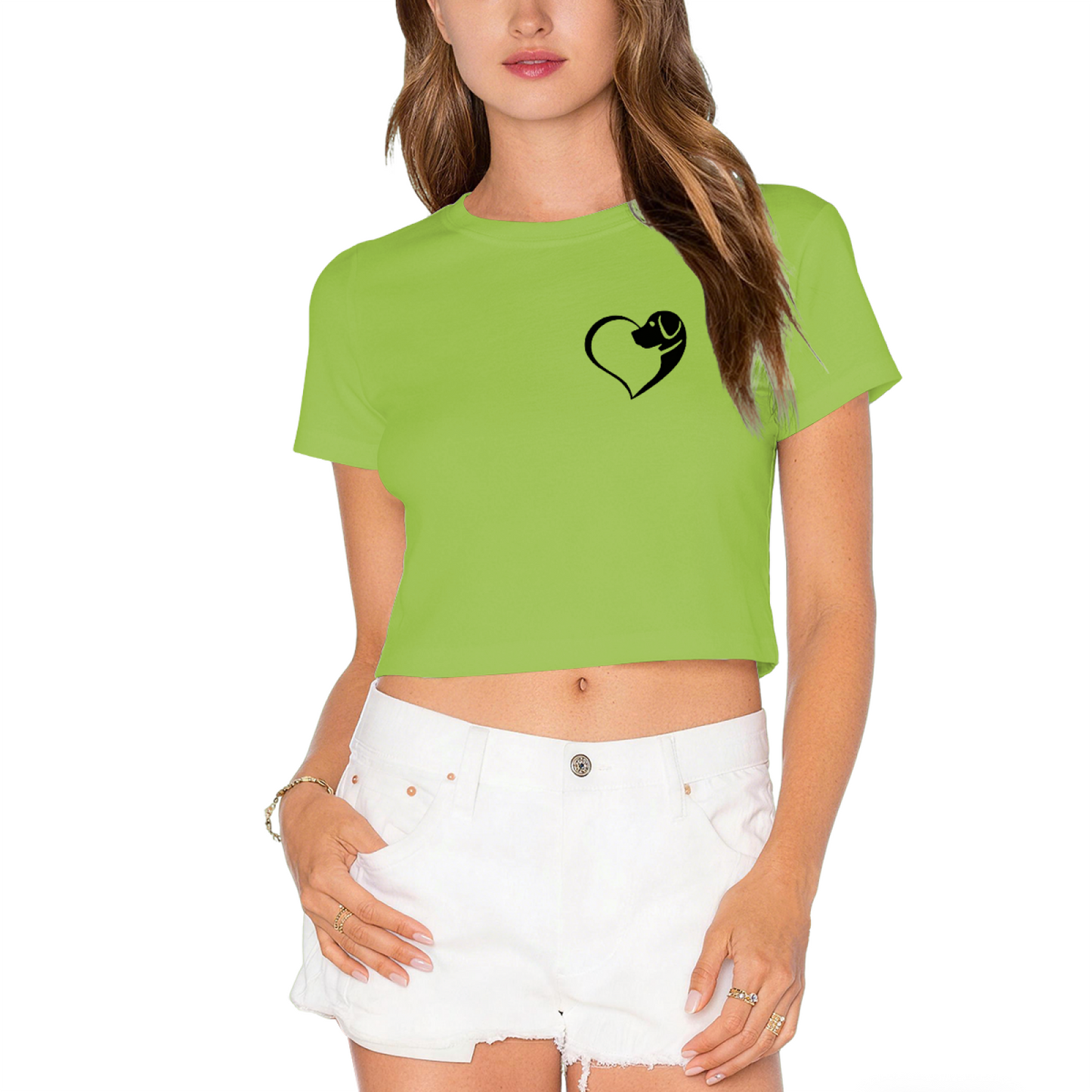 Sweet Heart Shape Dog Lover Minimal Graphic Crop Tee
