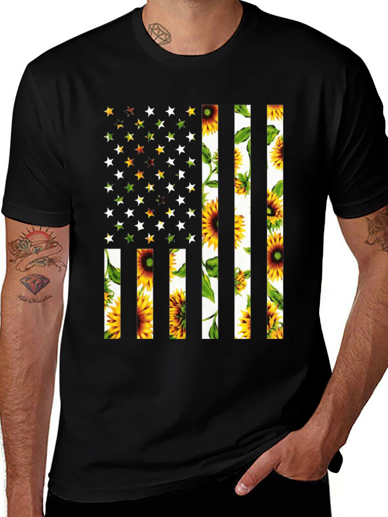Sunflower American Flag T-Shirt
