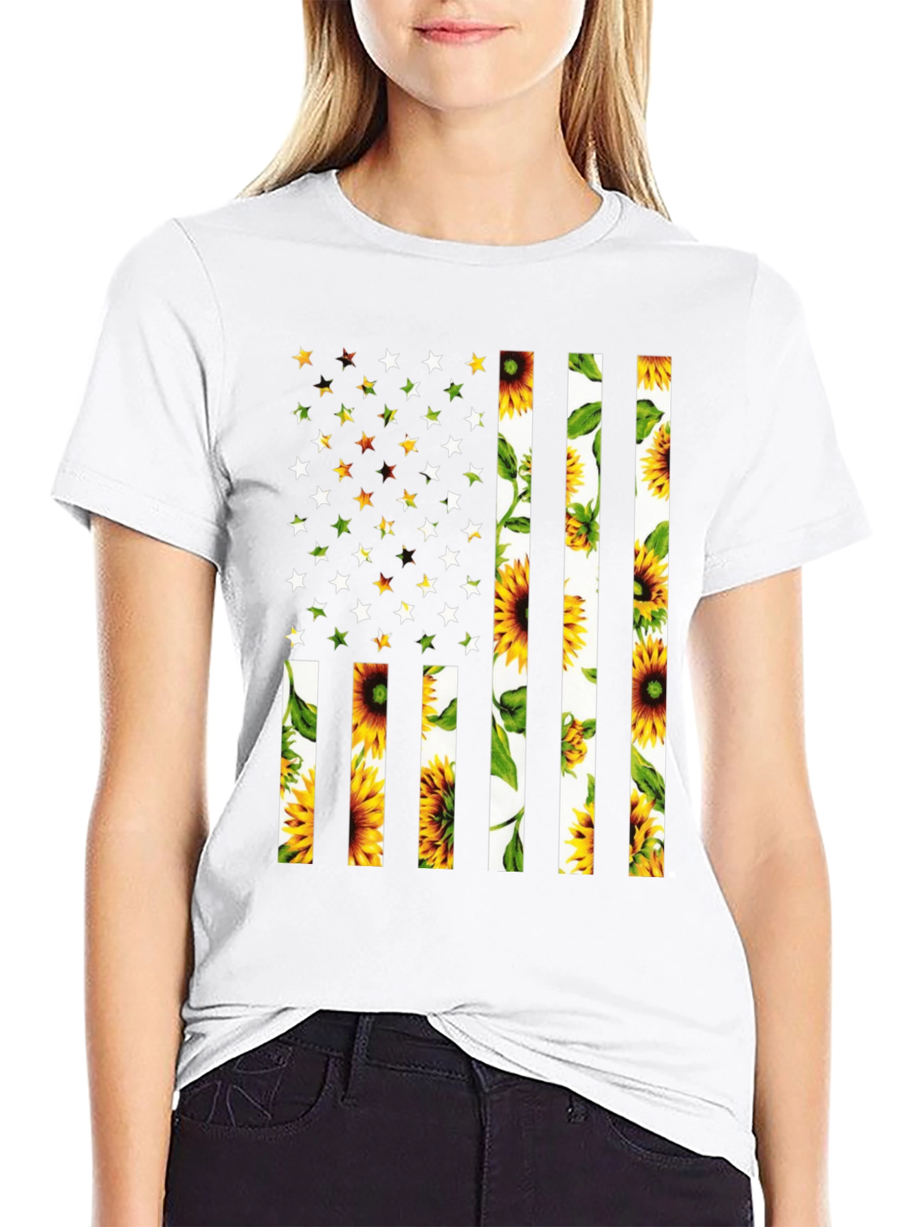 Sunflower American Flag T-Shirt