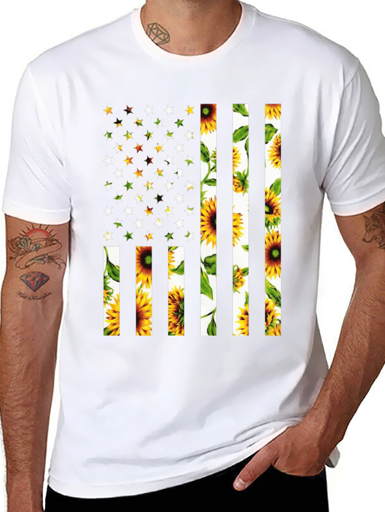 Sunflower American Flag T-Shirt