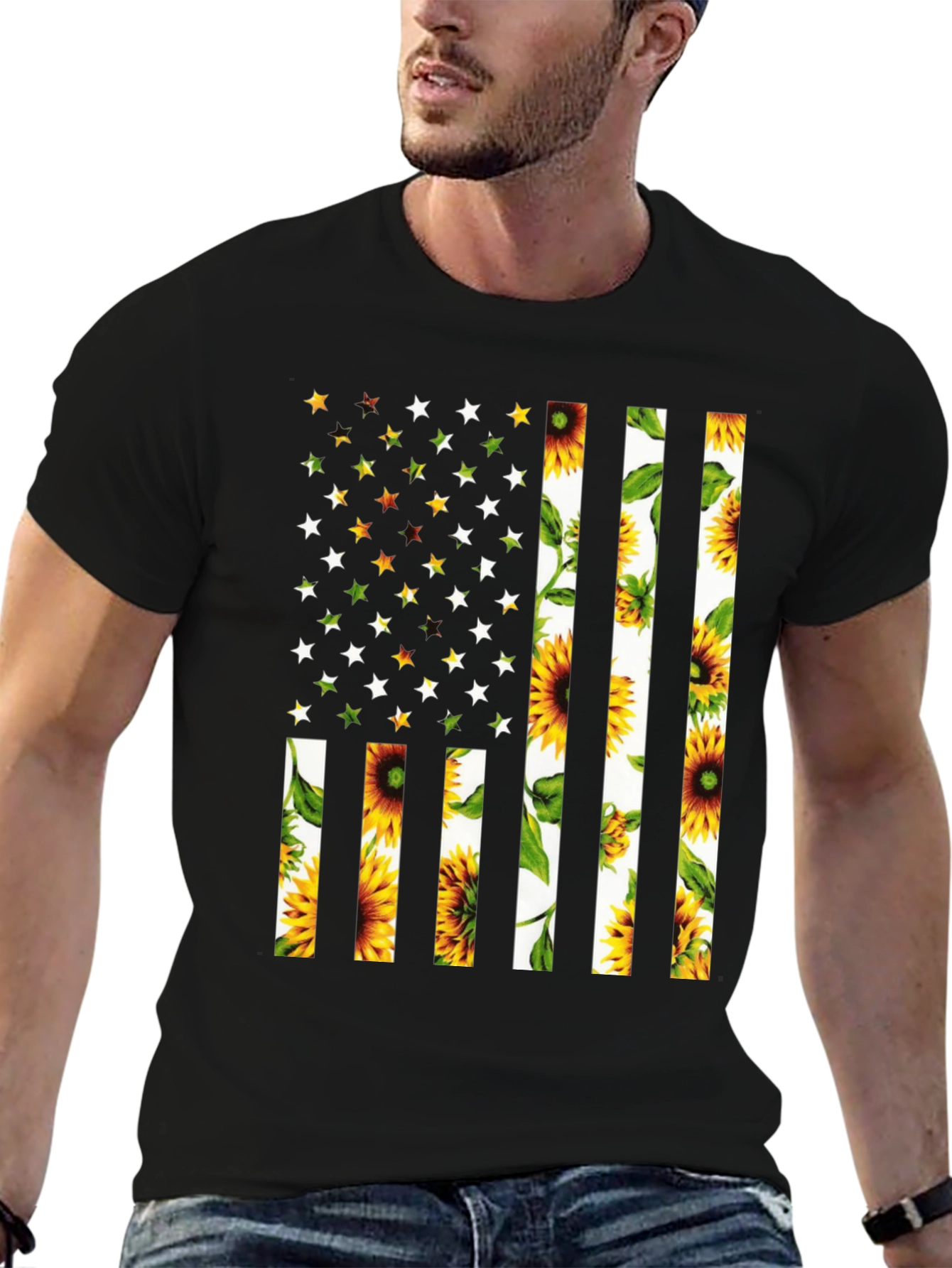 Sunflower American Flag T-Shirt
