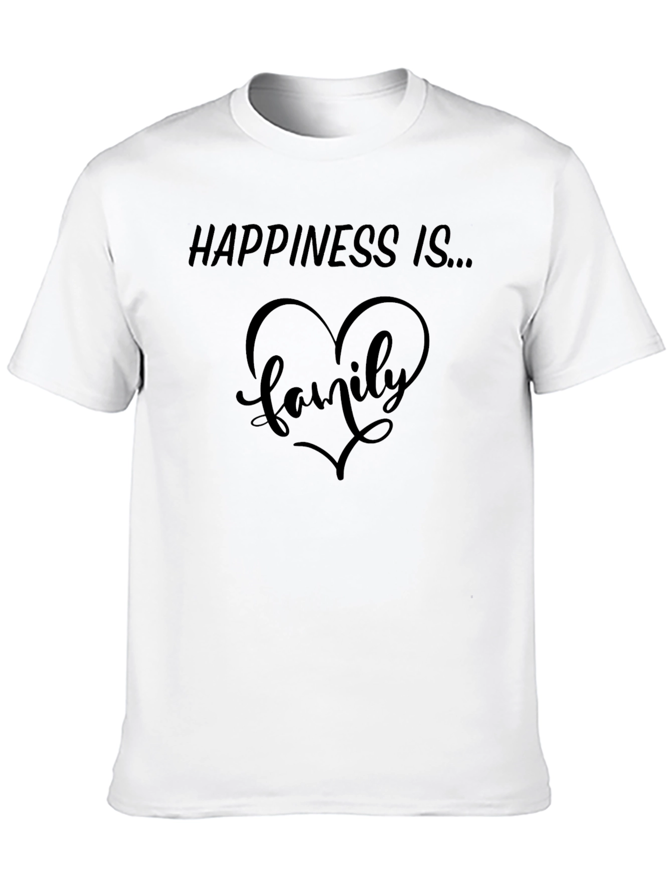 Happiness Is Family Heart Graphic Tee - Black