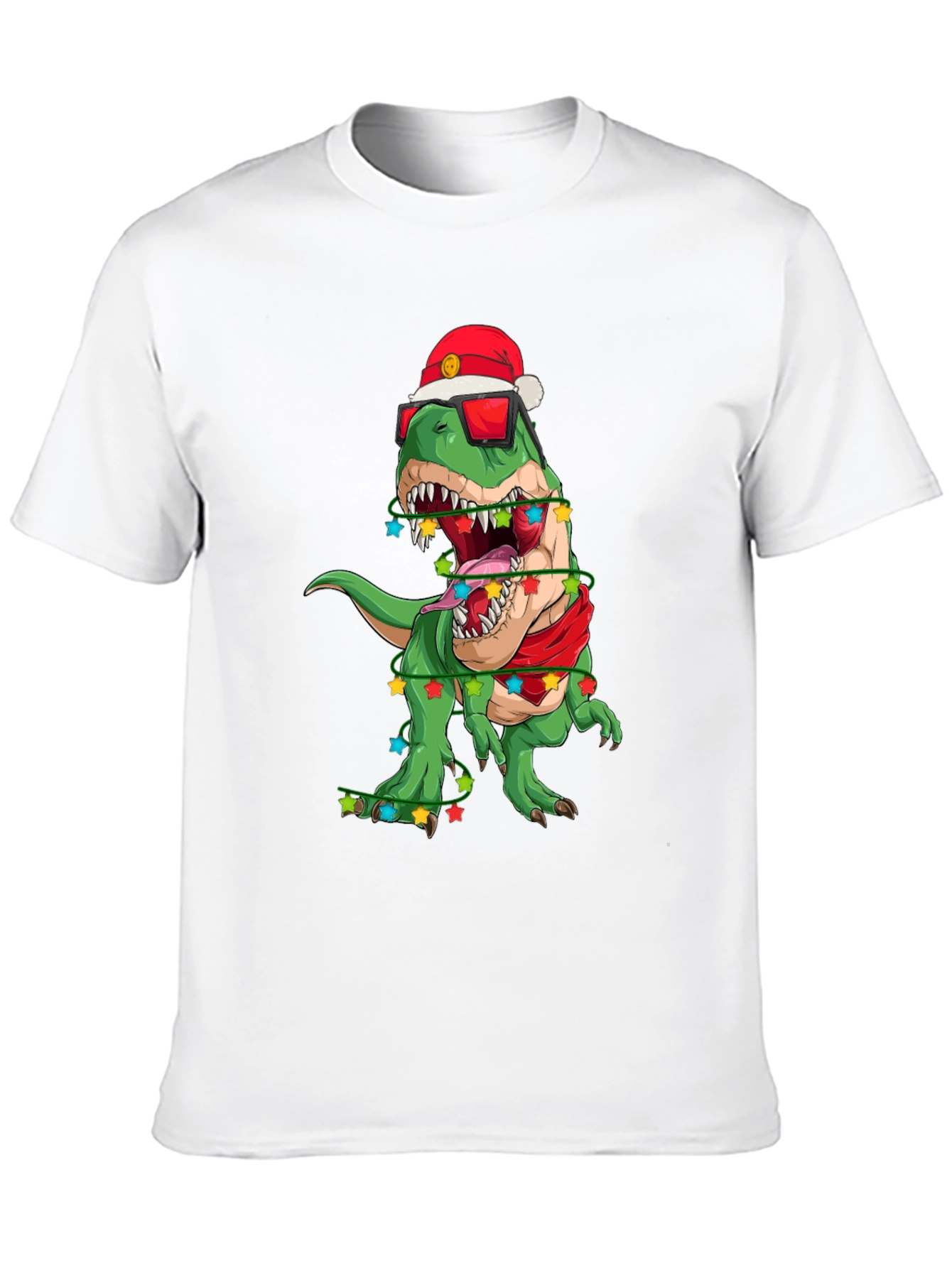 Festive Dinosaur T-Shirt: Holiday T-Rex in Santa Hat