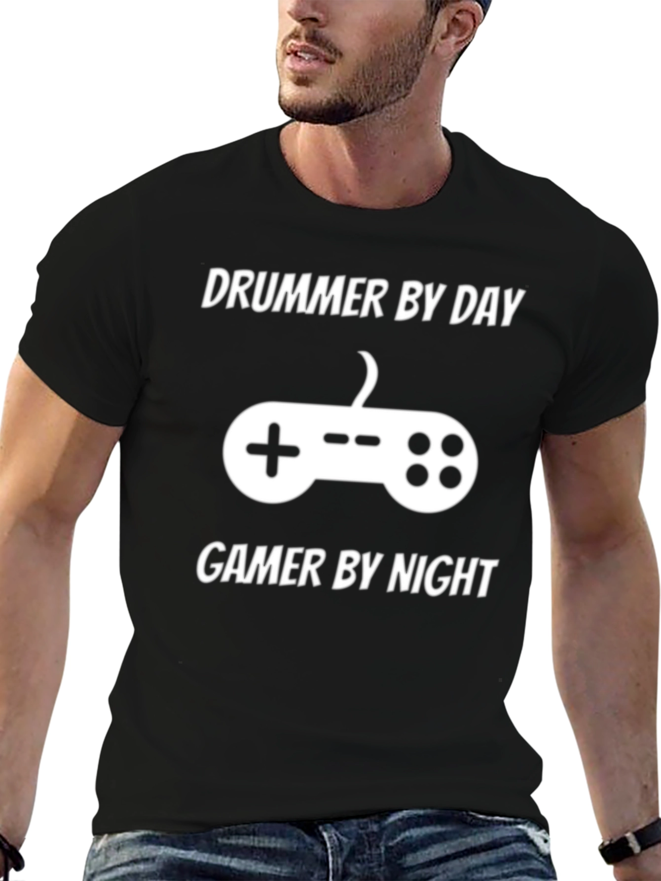 Drummer by Day Gamer by Night Black T-Shirt
