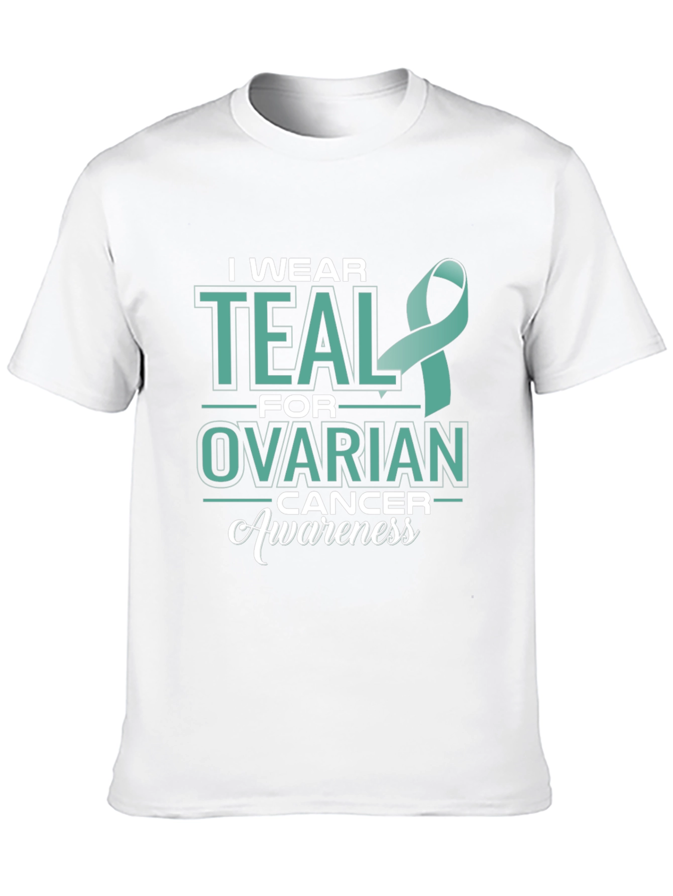 Teal Ribbon Ovarian Cancer Awareness T-Shirt