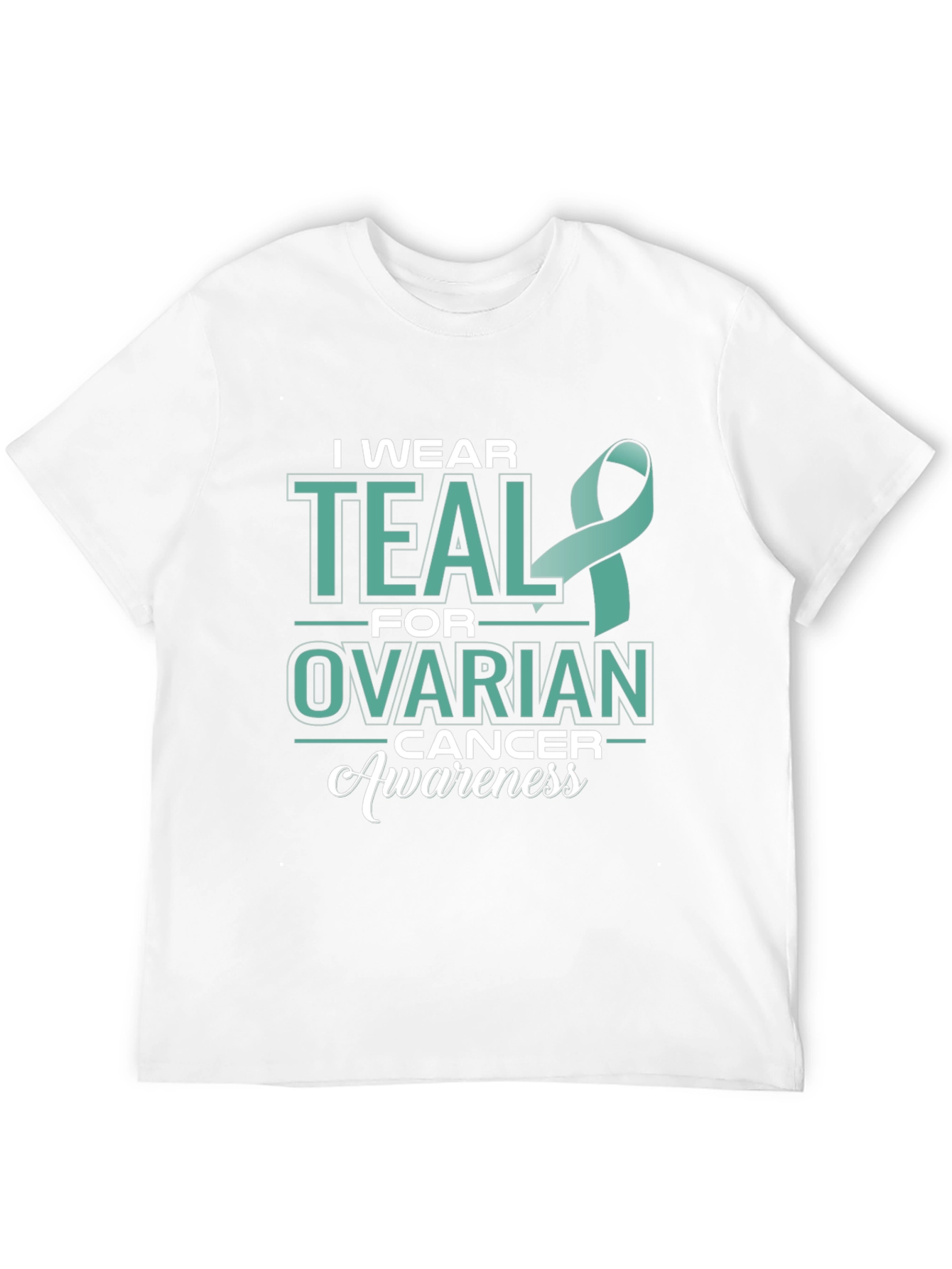 Teal Ribbon Ovarian Cancer Awareness T-Shirt