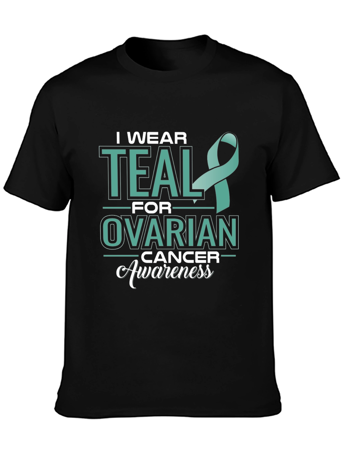 Teal Ribbon Ovarian Cancer Awareness T-Shirt