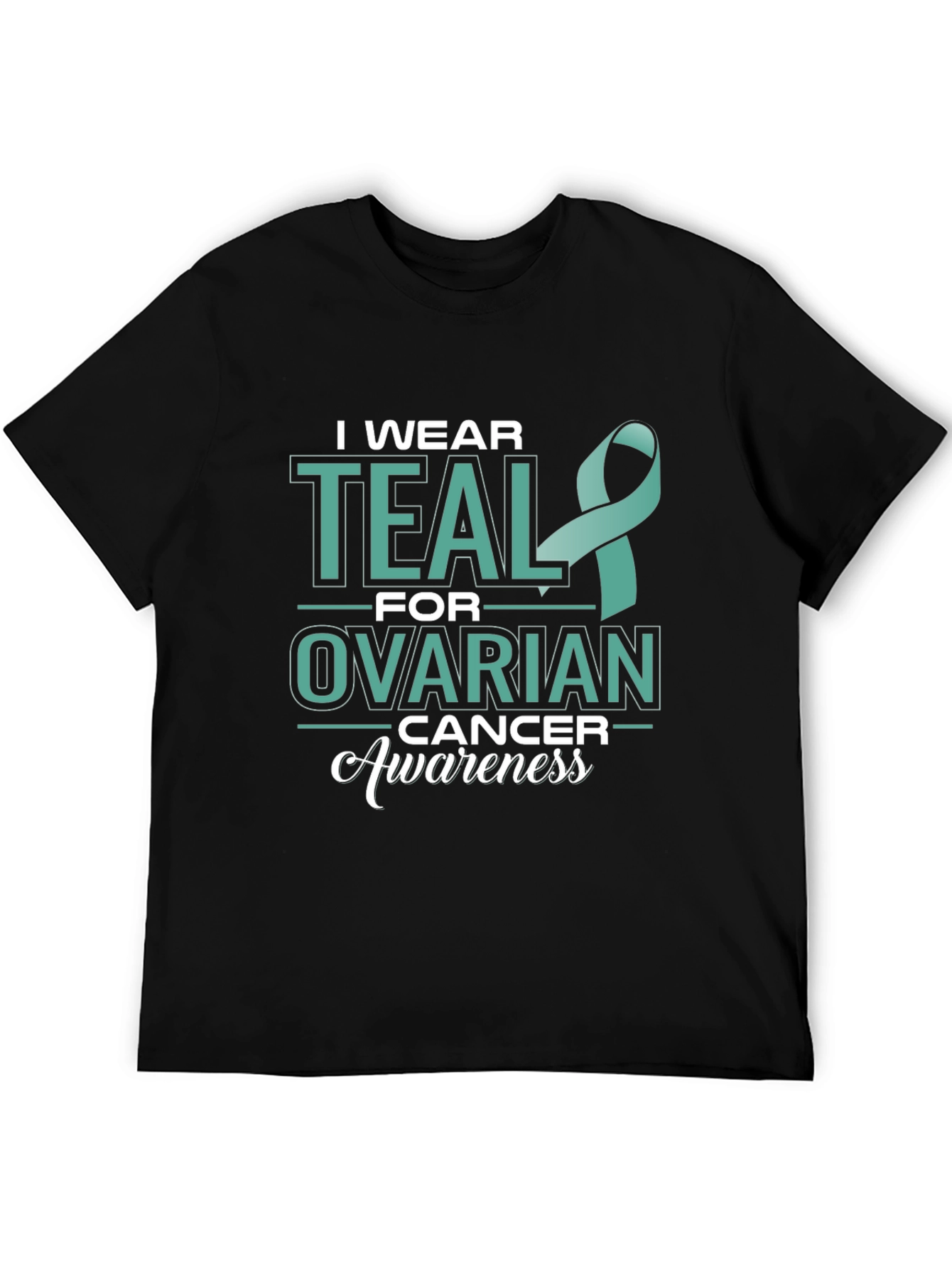 Teal Ribbon Ovarian Cancer Awareness T-Shirt