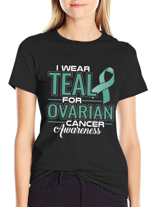 Teal Ribbon Ovarian Cancer Awareness T-Shirt