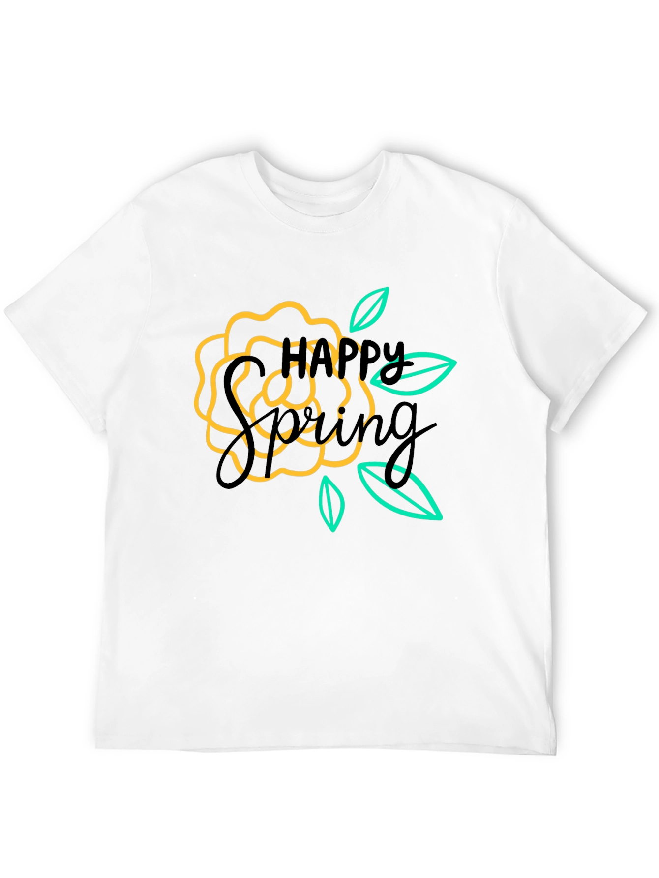 Happy Spring Graphic Black T-Shirt