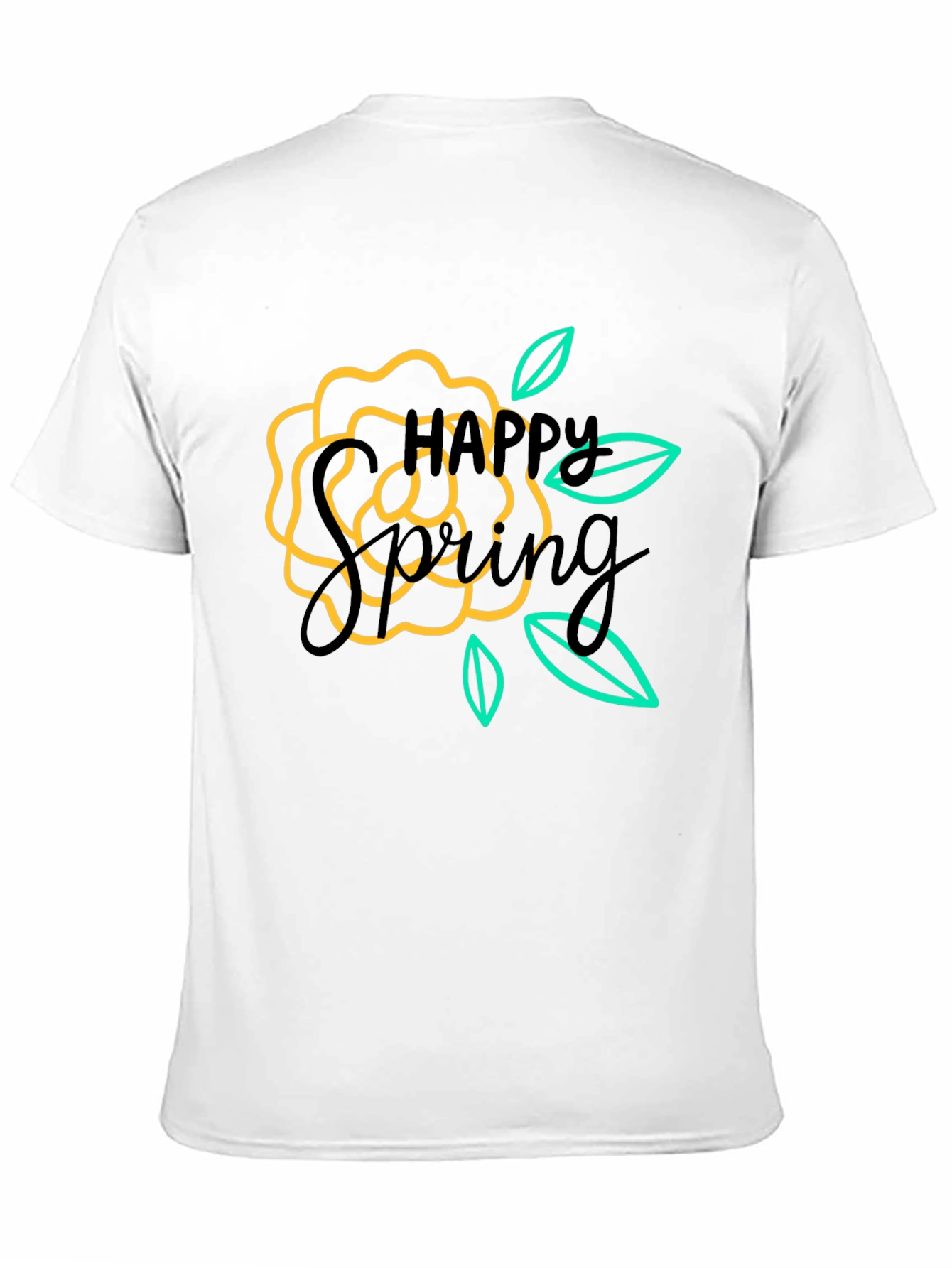 Happy Spring Graphic Black T-Shirt