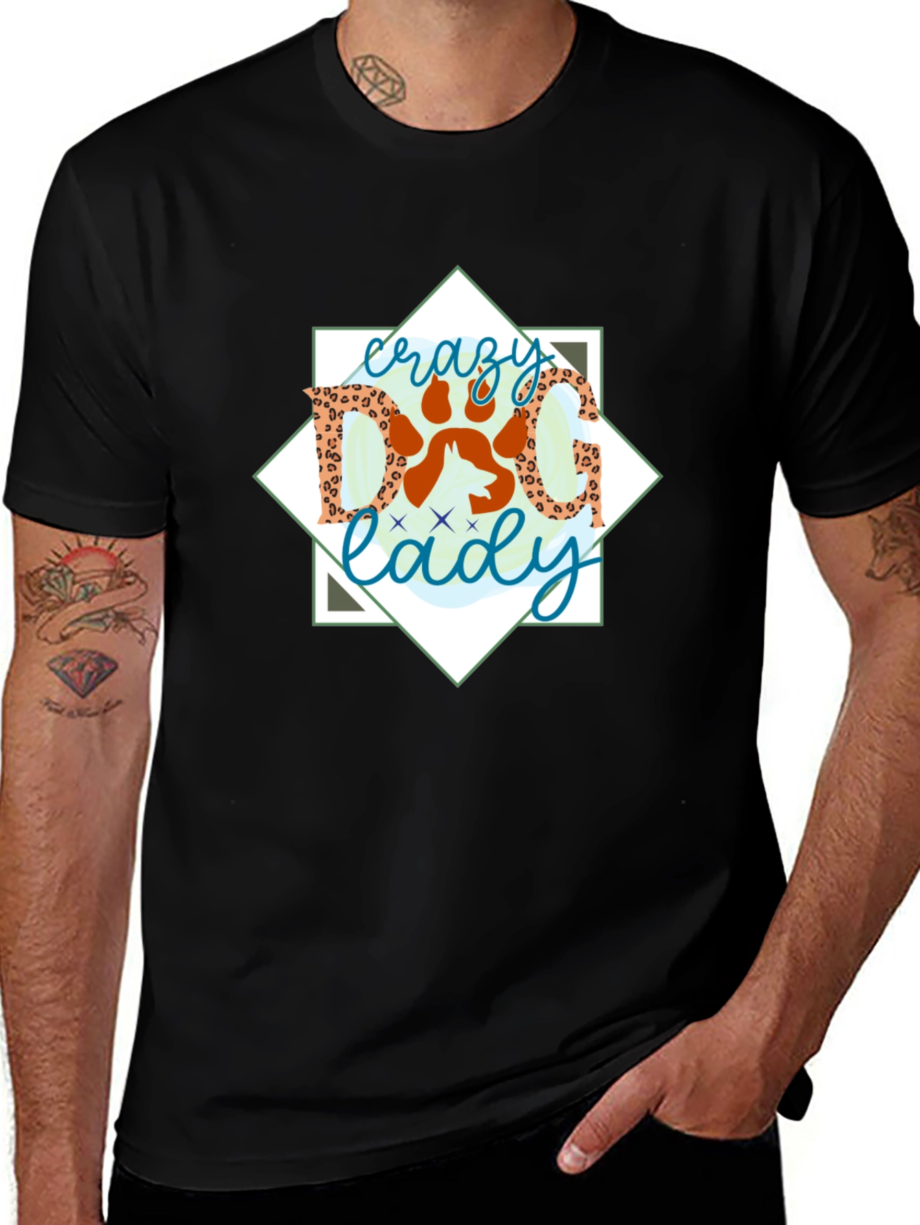 Crazy Dog Lady Graphic Tee - Black Cotton Shirt