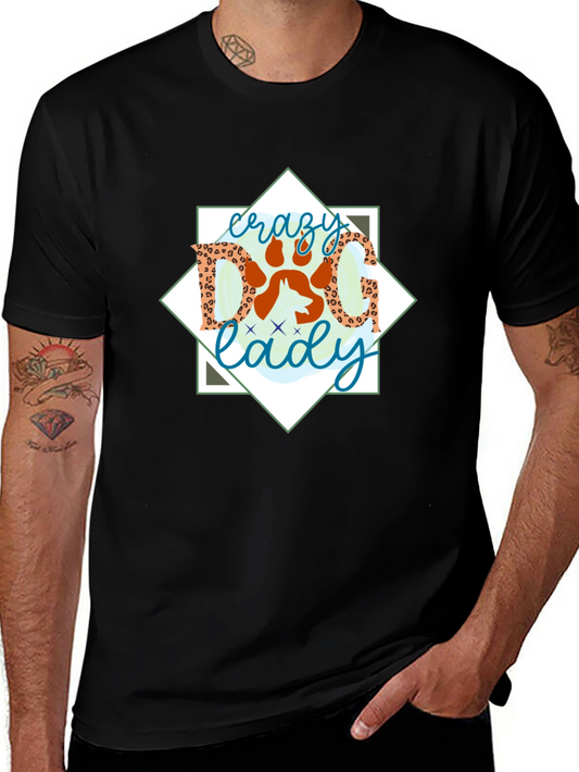 Crazy Dog Lady Graphic Tee - Black Cotton Shirt