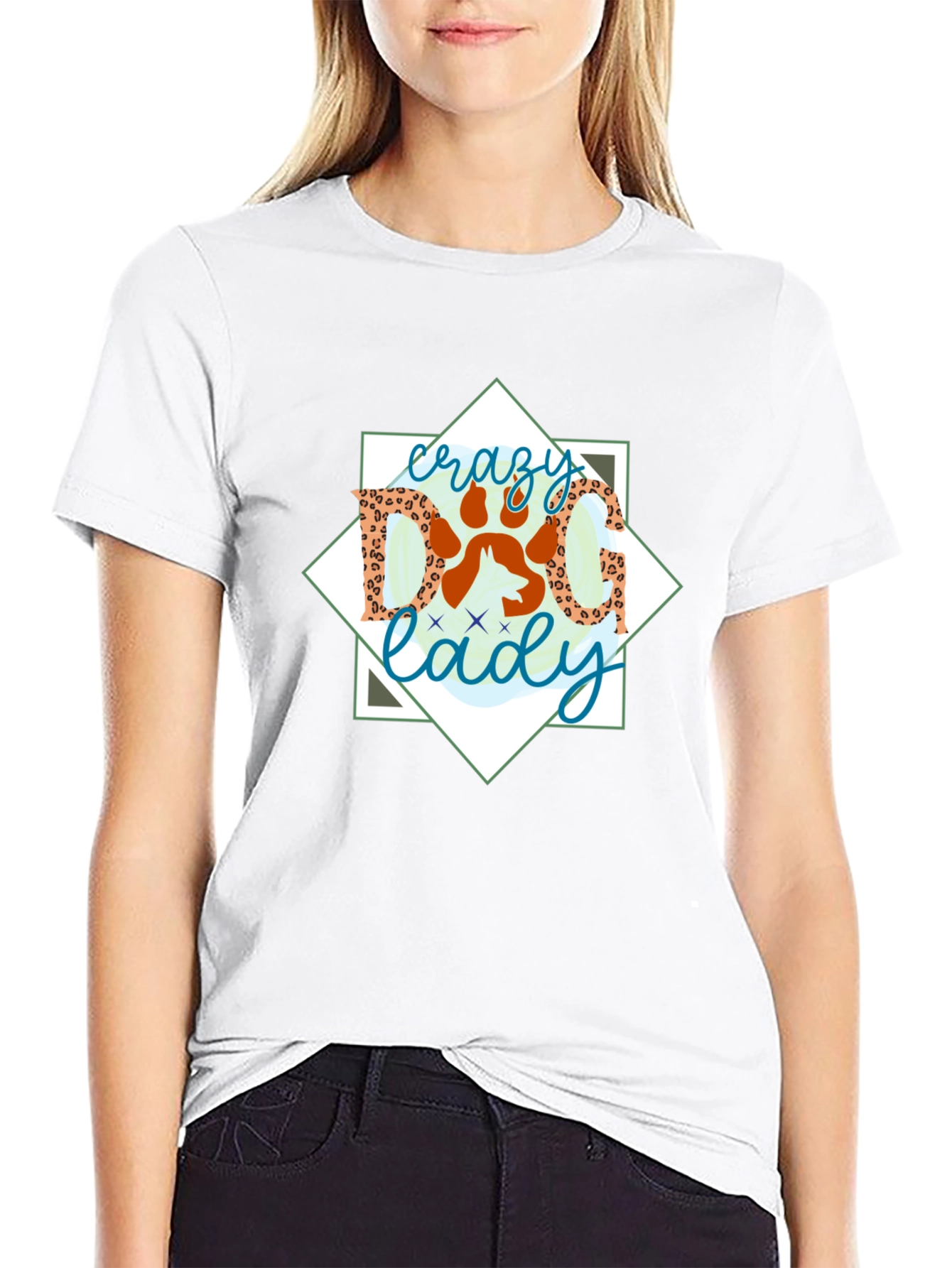 Crazy Dog Lady Graphic Tee - Black Cotton Shirt