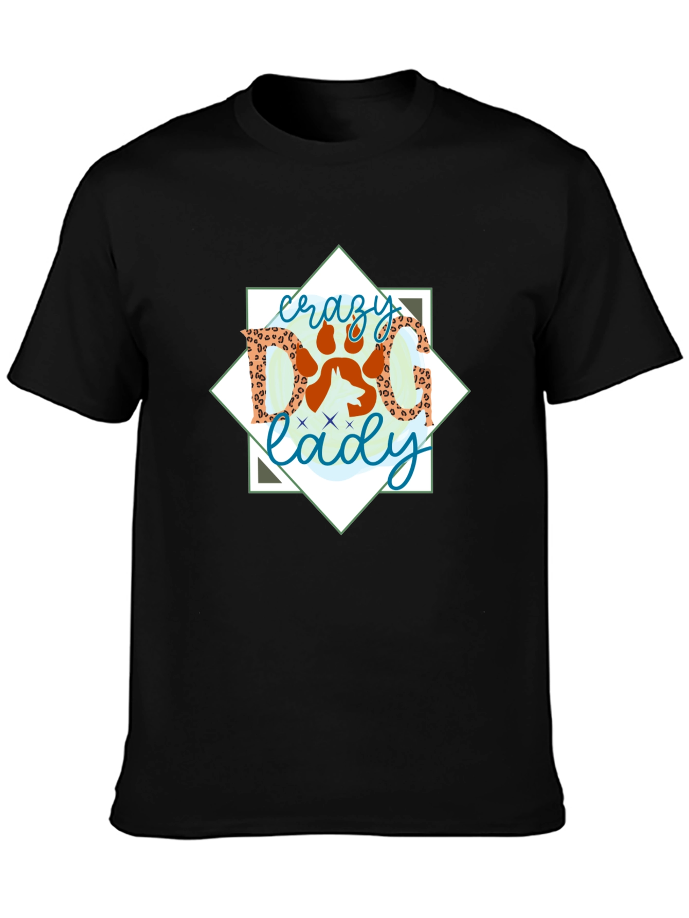 Crazy Dog Lady Graphic Tee - Black Cotton Shirt