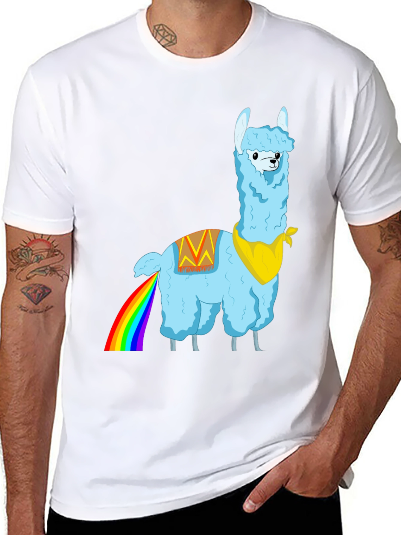 Rainbow Llama Graphic Tee - Quirky Humor T-Shirt