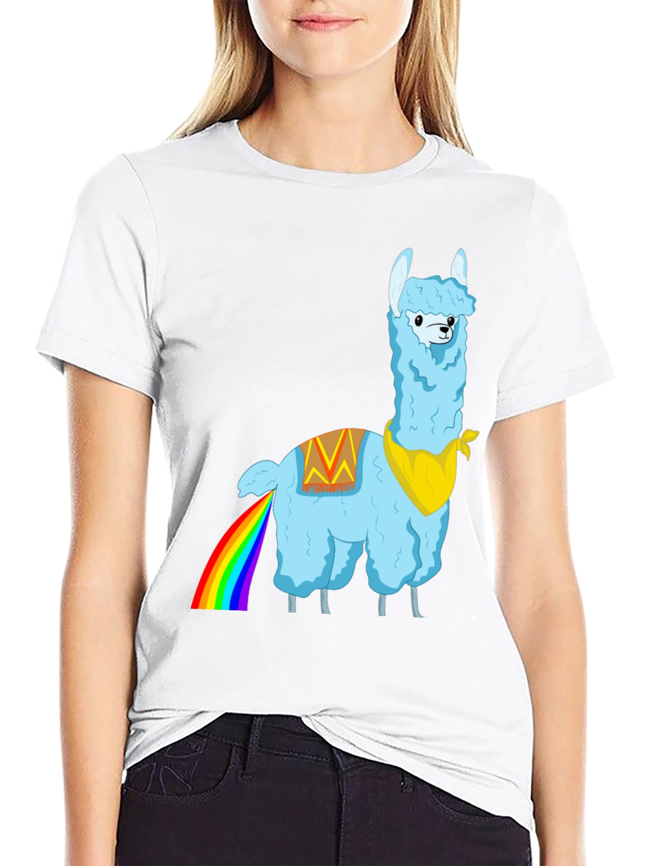 Rainbow Llama Graphic Tee - Quirky Humor T-Shirt