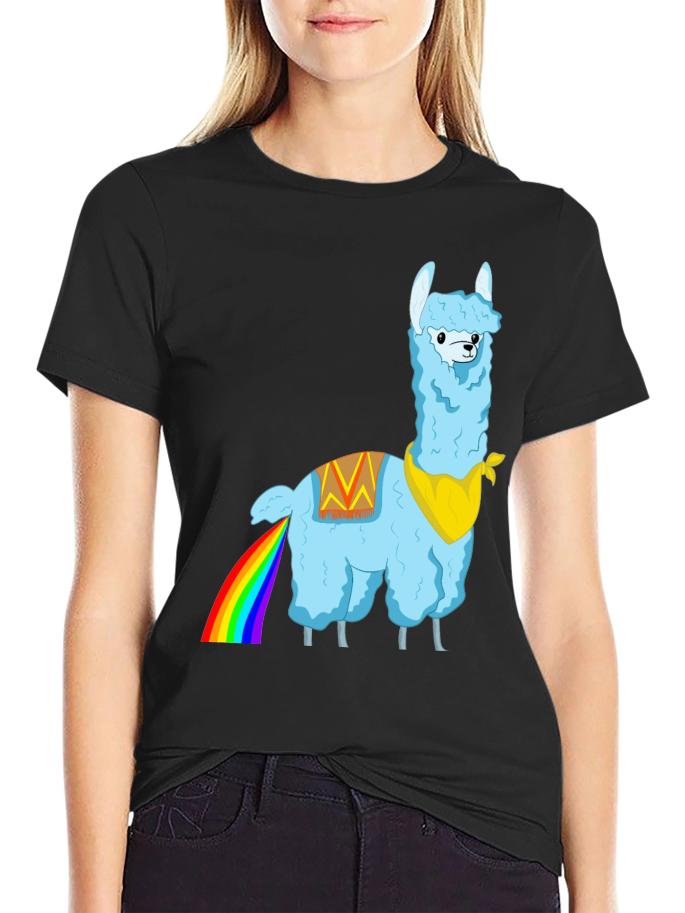 Rainbow Llama Graphic Tee - Quirky Humor T-Shirt