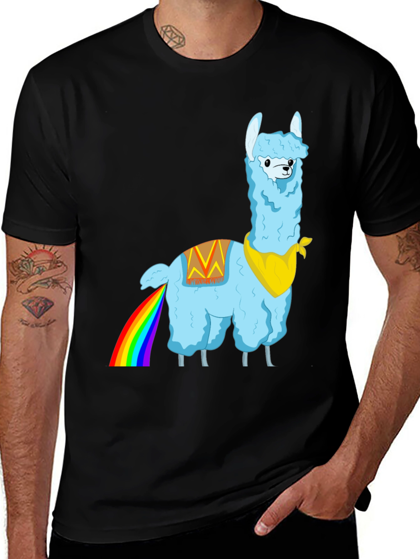 Rainbow Llama Graphic Tee - Quirky Humor T-Shirt