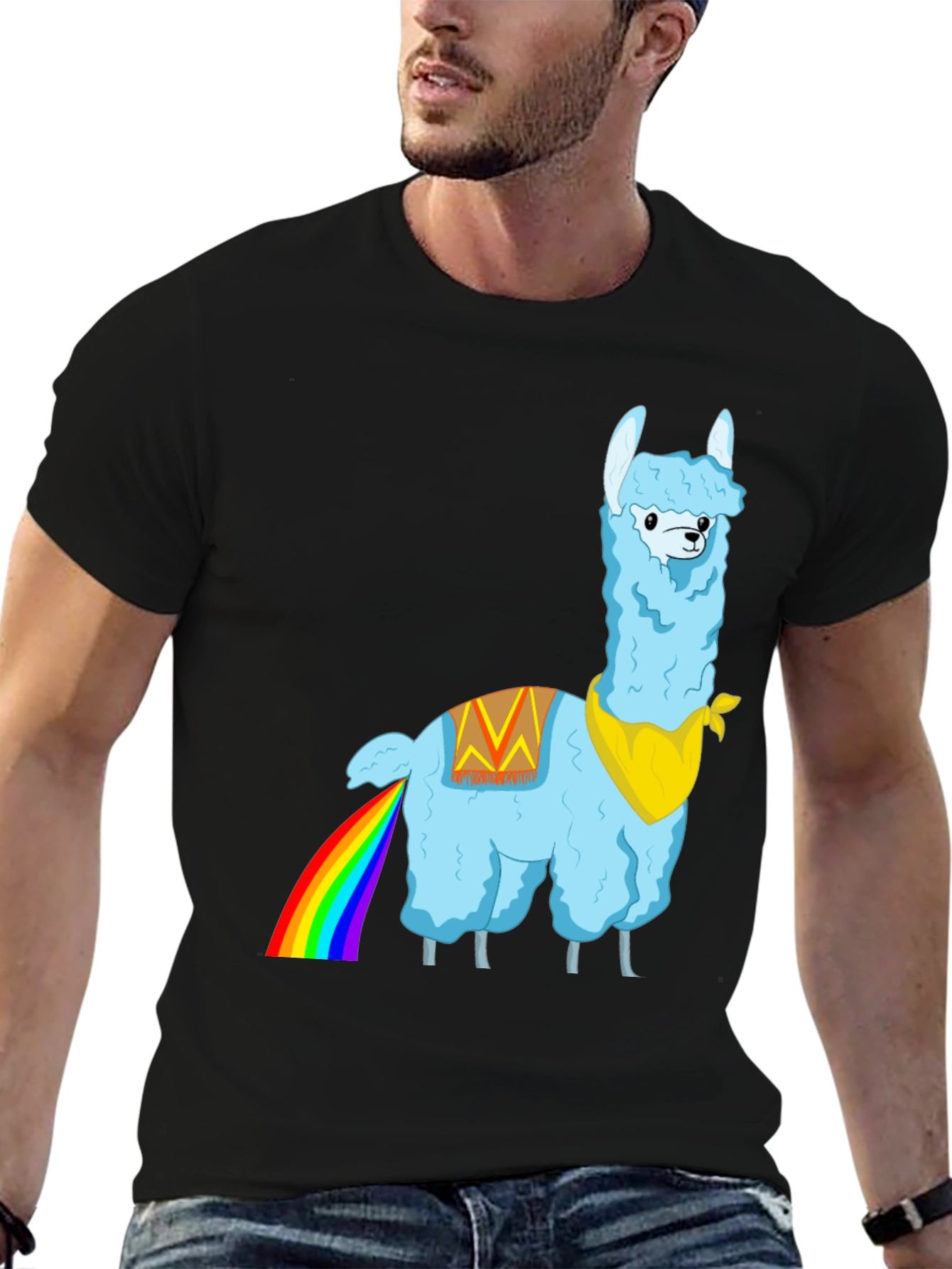 Rainbow Llama Graphic Tee - Quirky Humor T-Shirt
