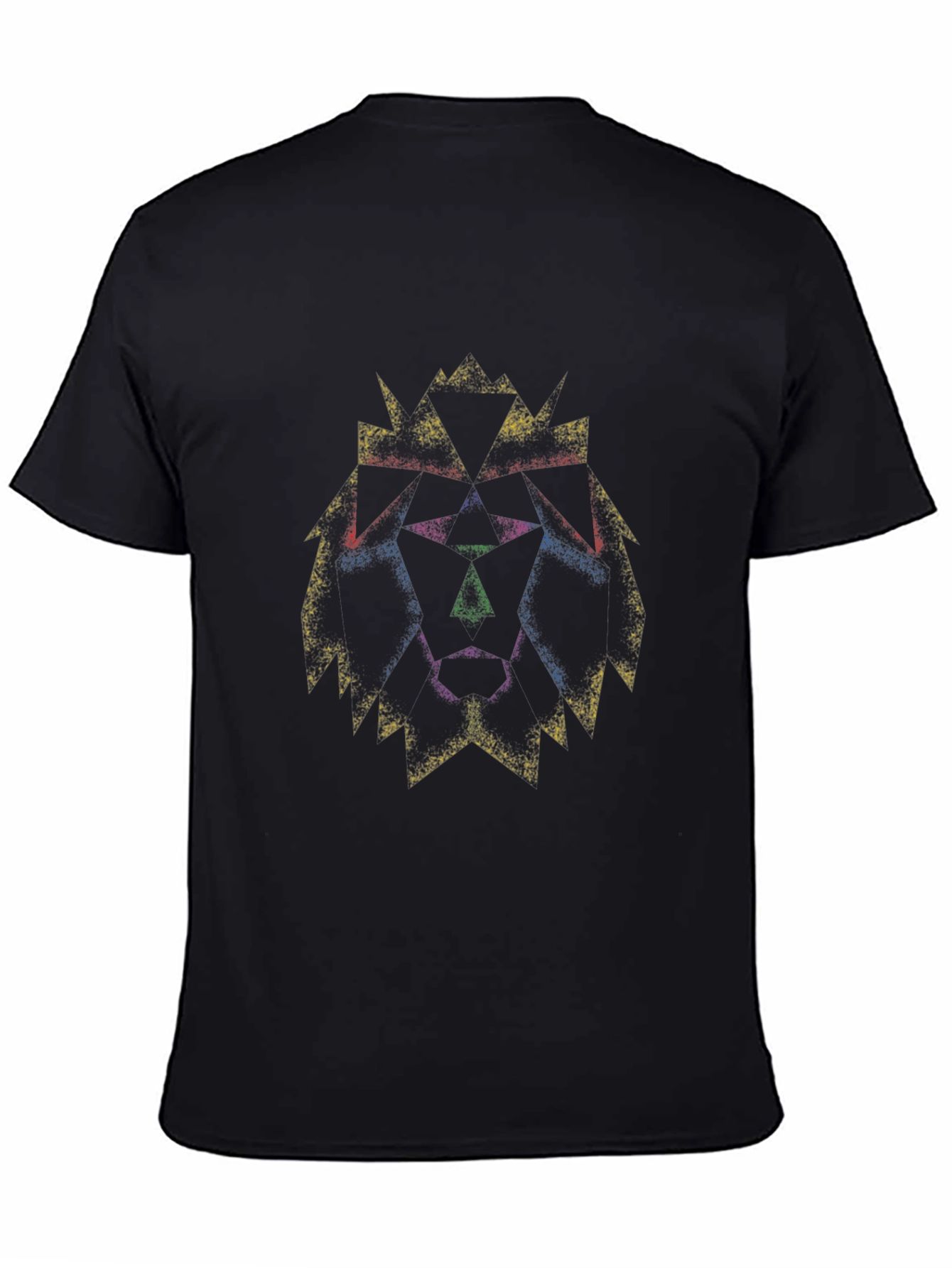 Geometric Lion Head Graphic Black T-Shirt
