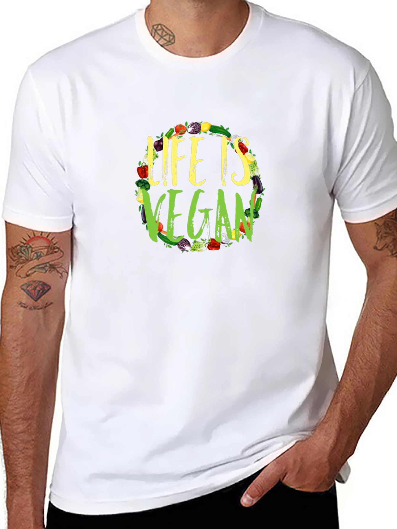 Life is Vegan Black Graphic Tee