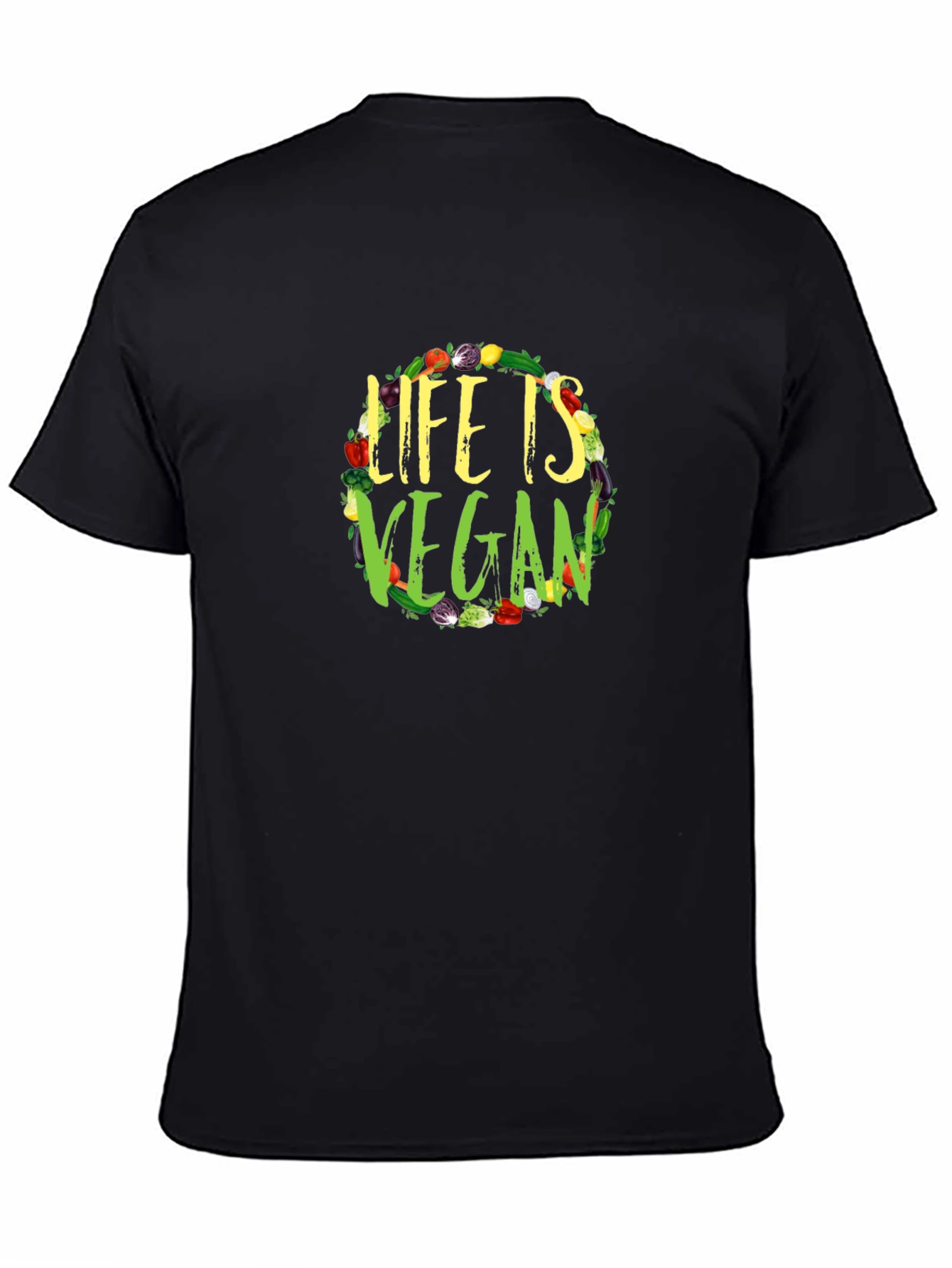 Life is Vegan Black Graphic Tee