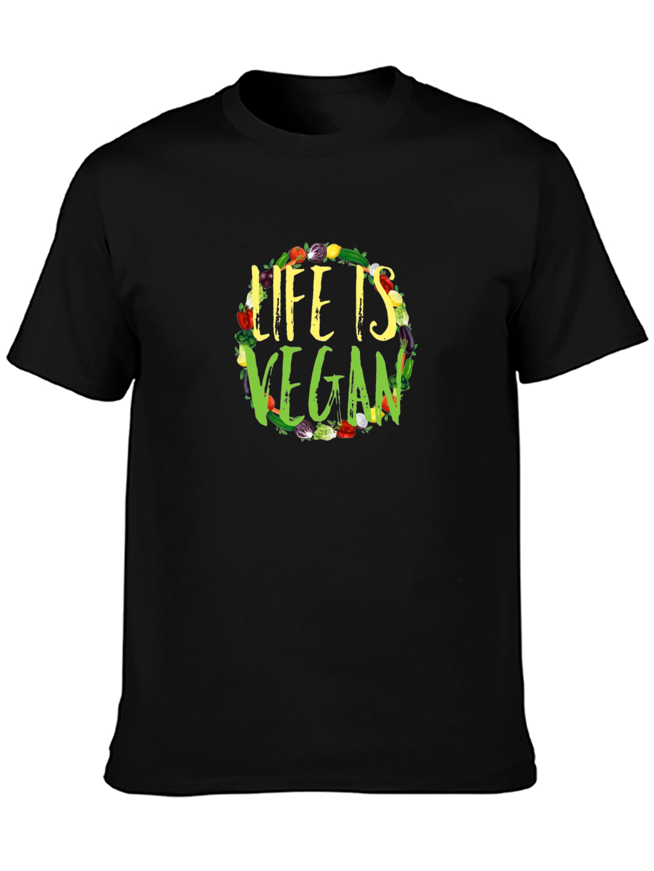Life is Vegan Black Graphic Tee