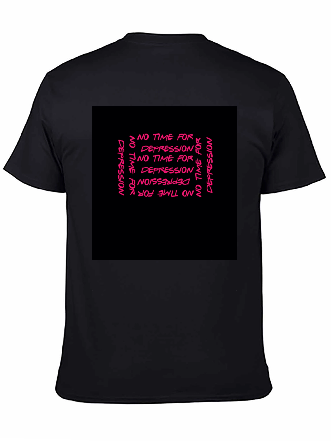 Edgy No Time For Depression Black Graphic T-Shirt