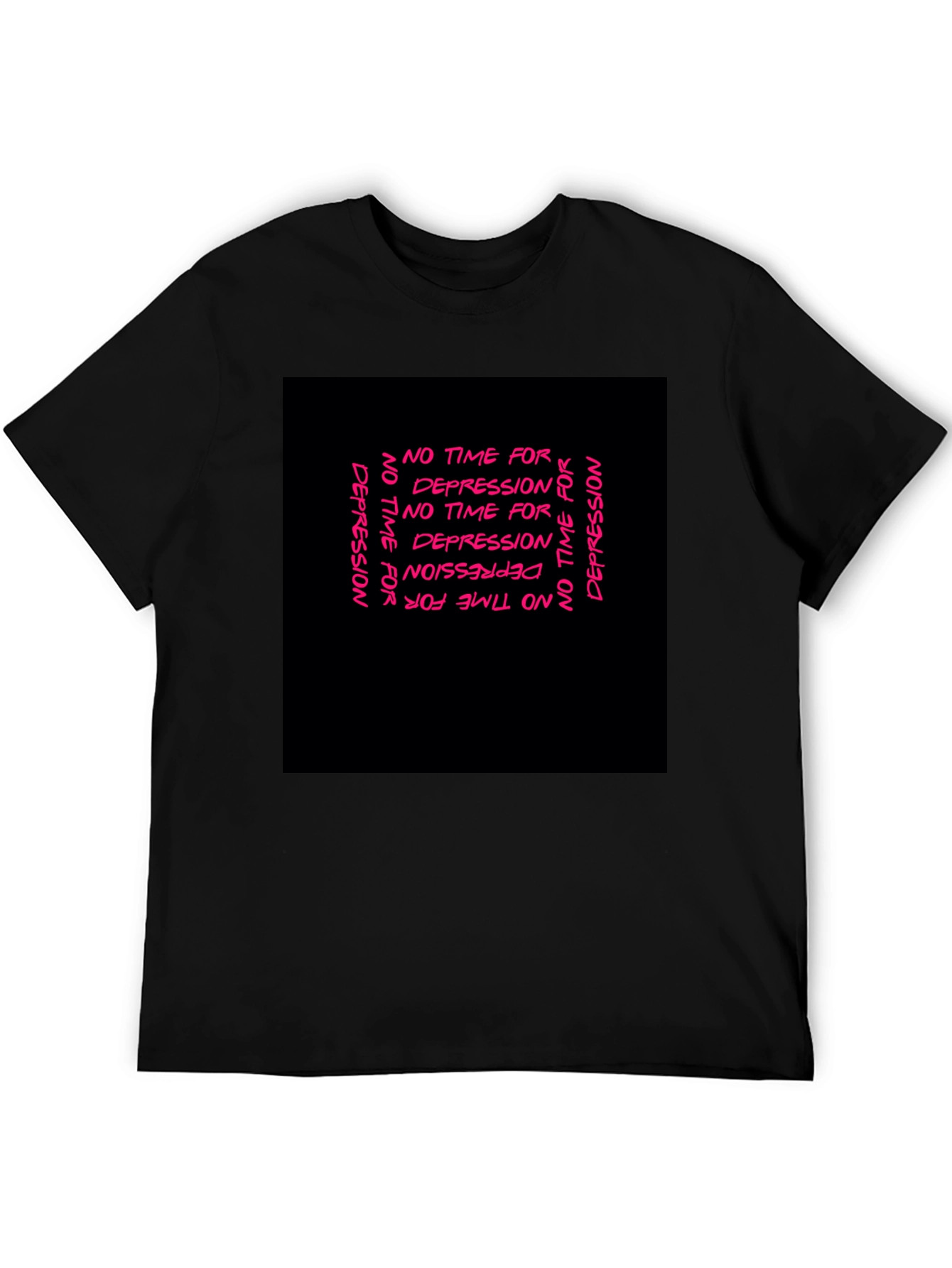 Edgy No Time For Depression Black Graphic T-Shirt