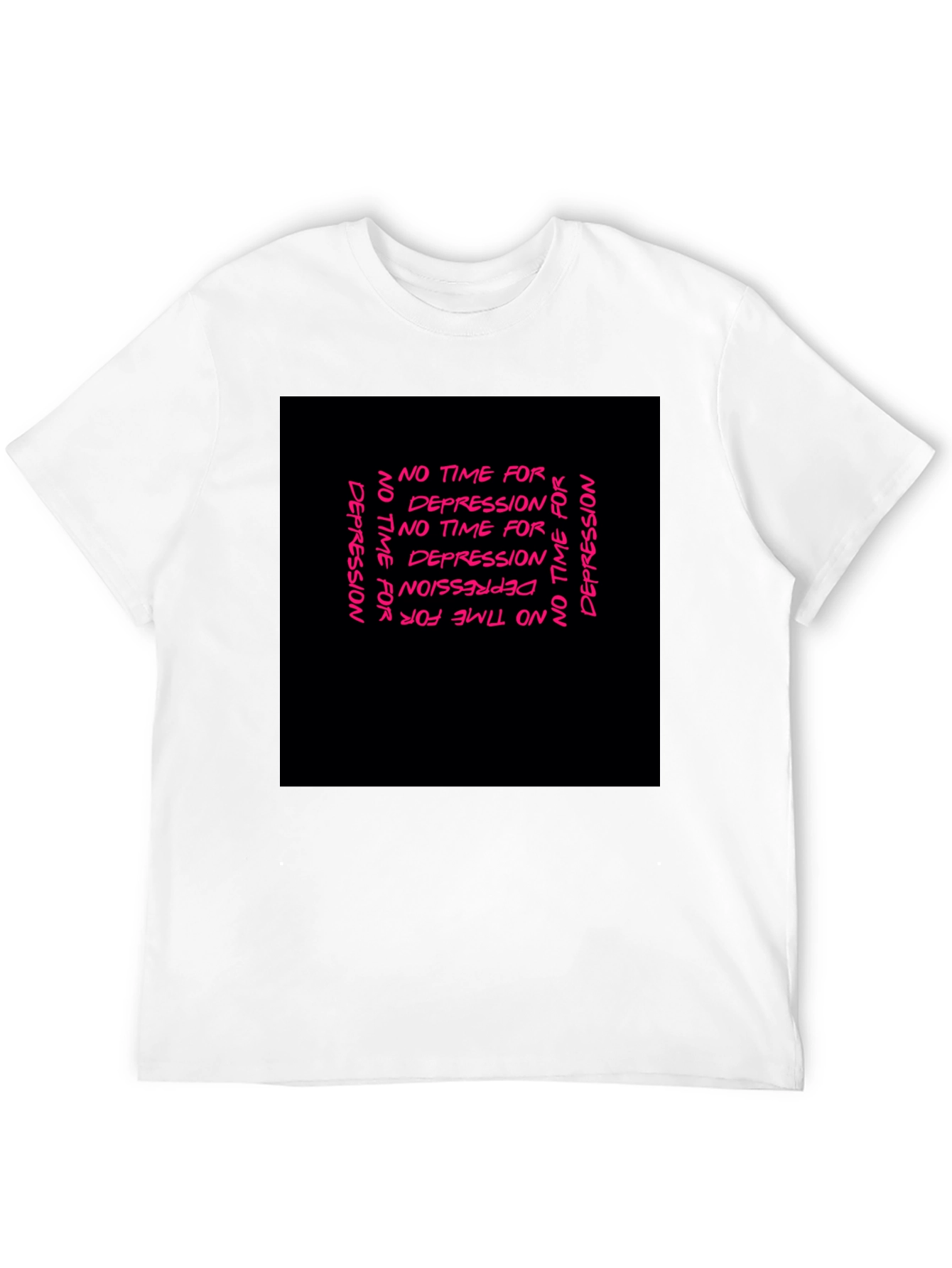 Edgy No Time For Depression Black Graphic T-Shirt