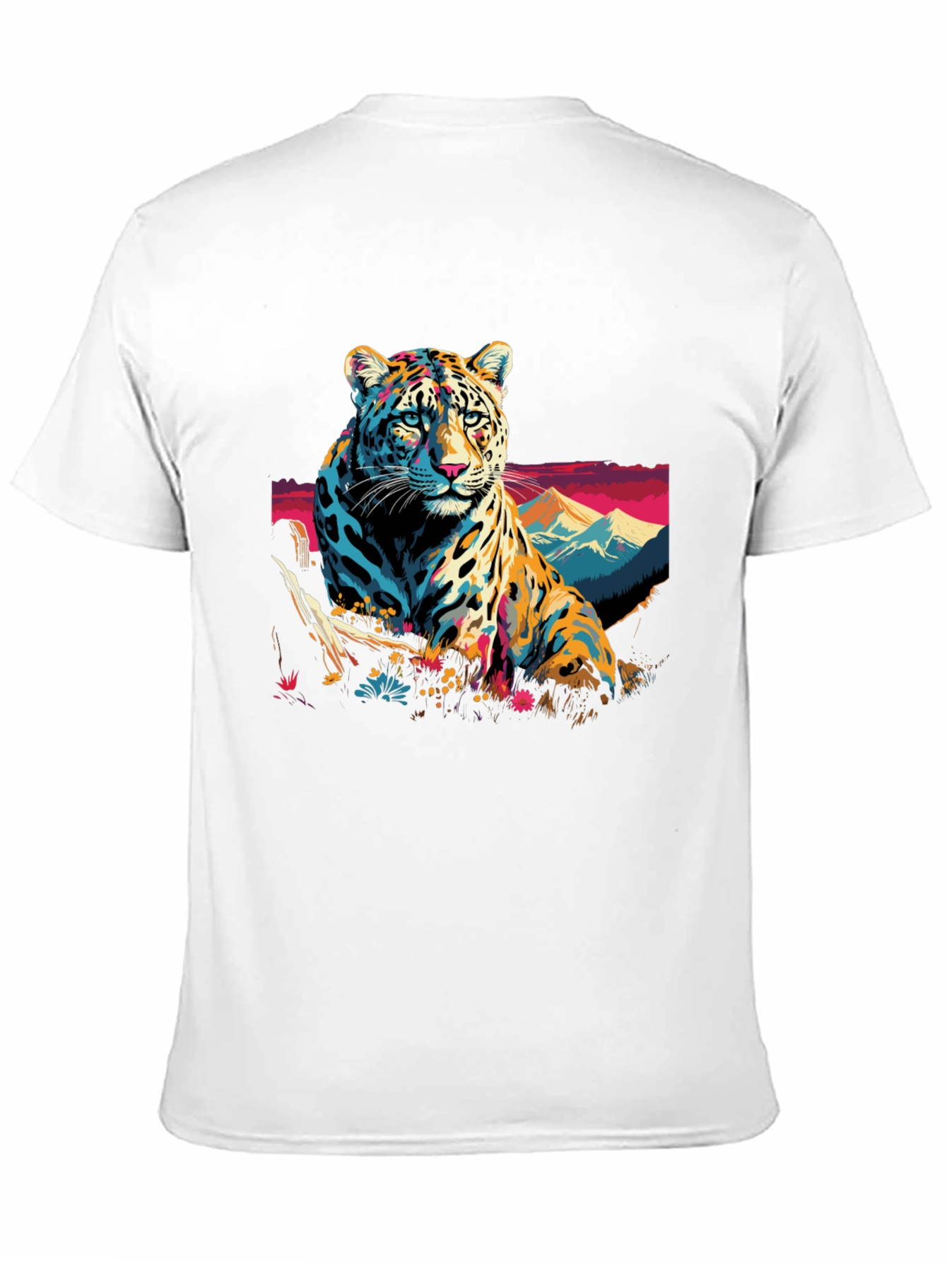 Vibrant Leopard Graphic Black T-Shirt