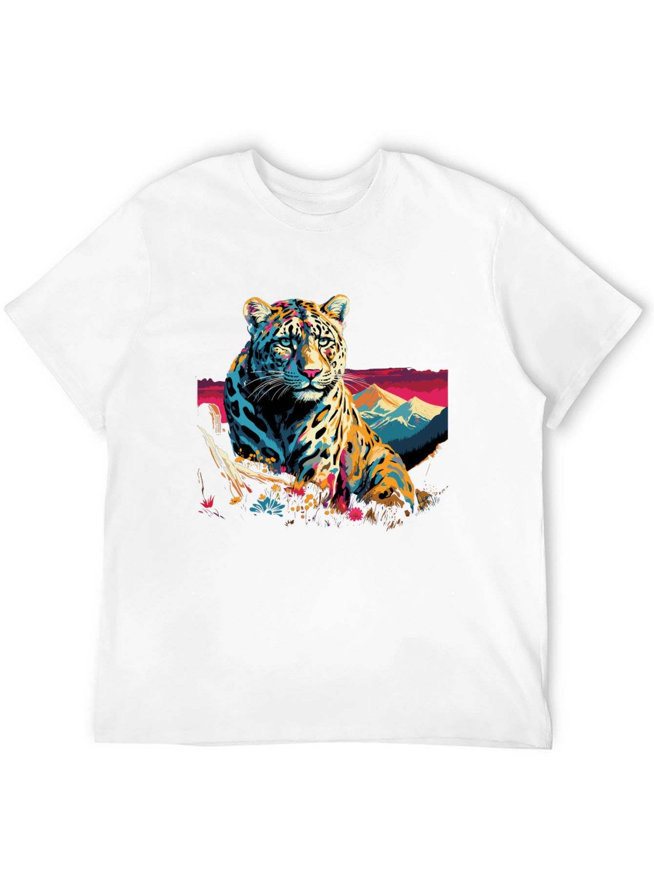 Vibrant Leopard Graphic Black T-Shirt