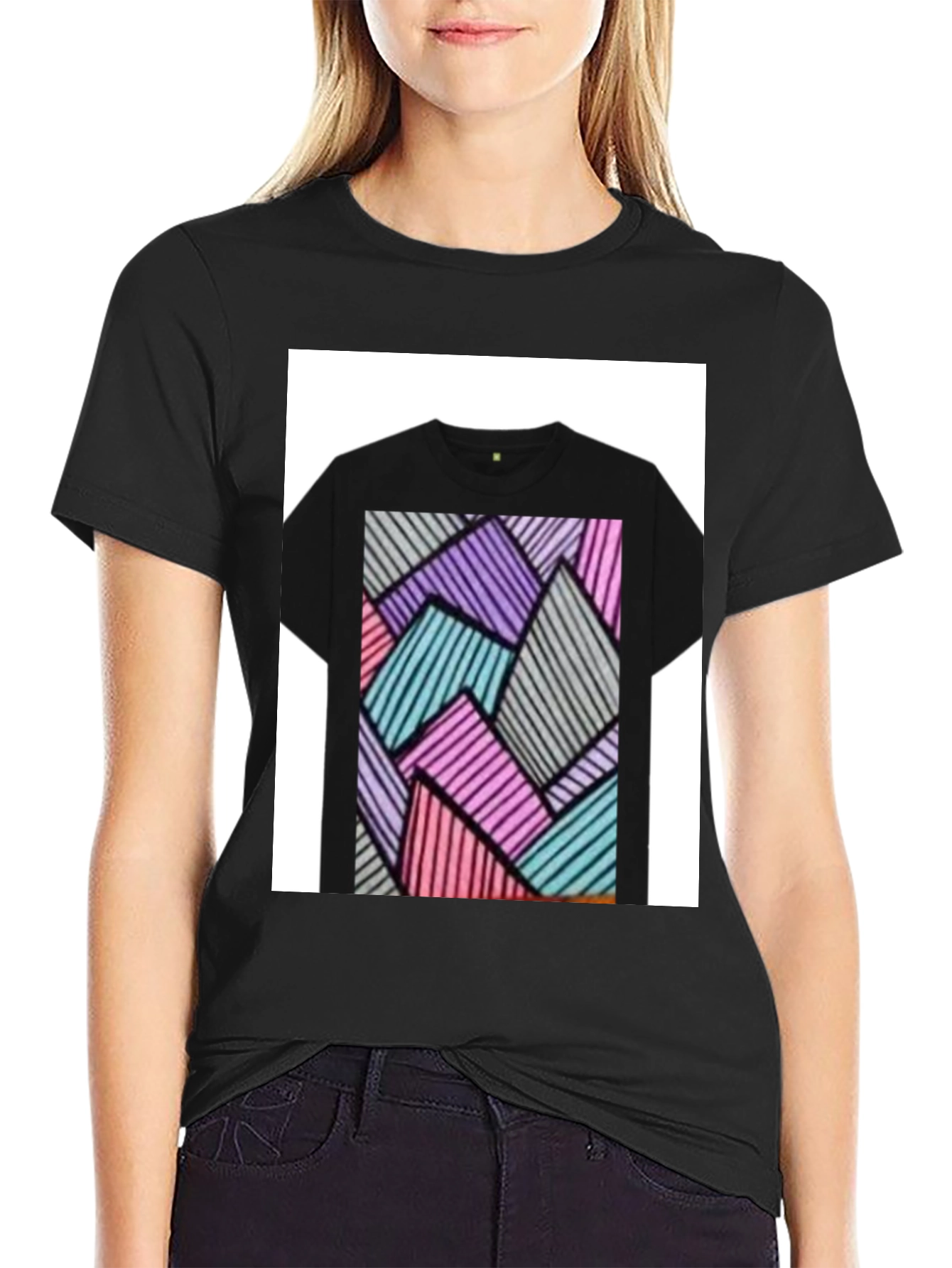 Abstract Geometric Black T-Shirt