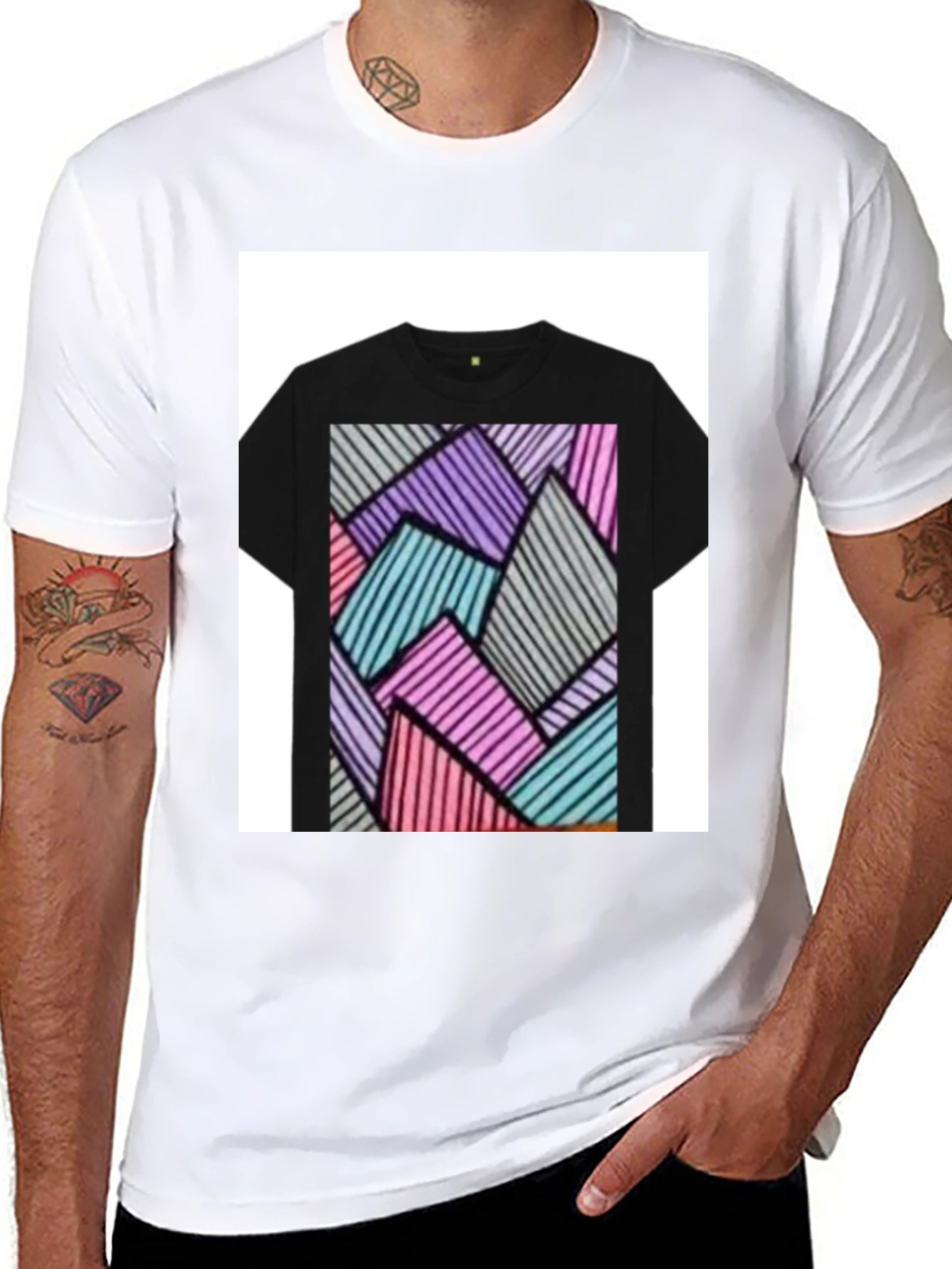 Abstract Geometric Black T-Shirt