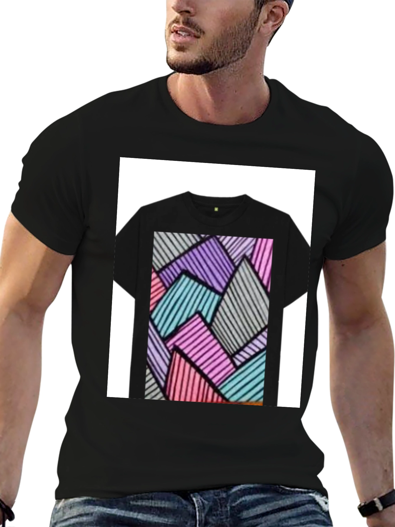 Abstract Geometric Black T-Shirt