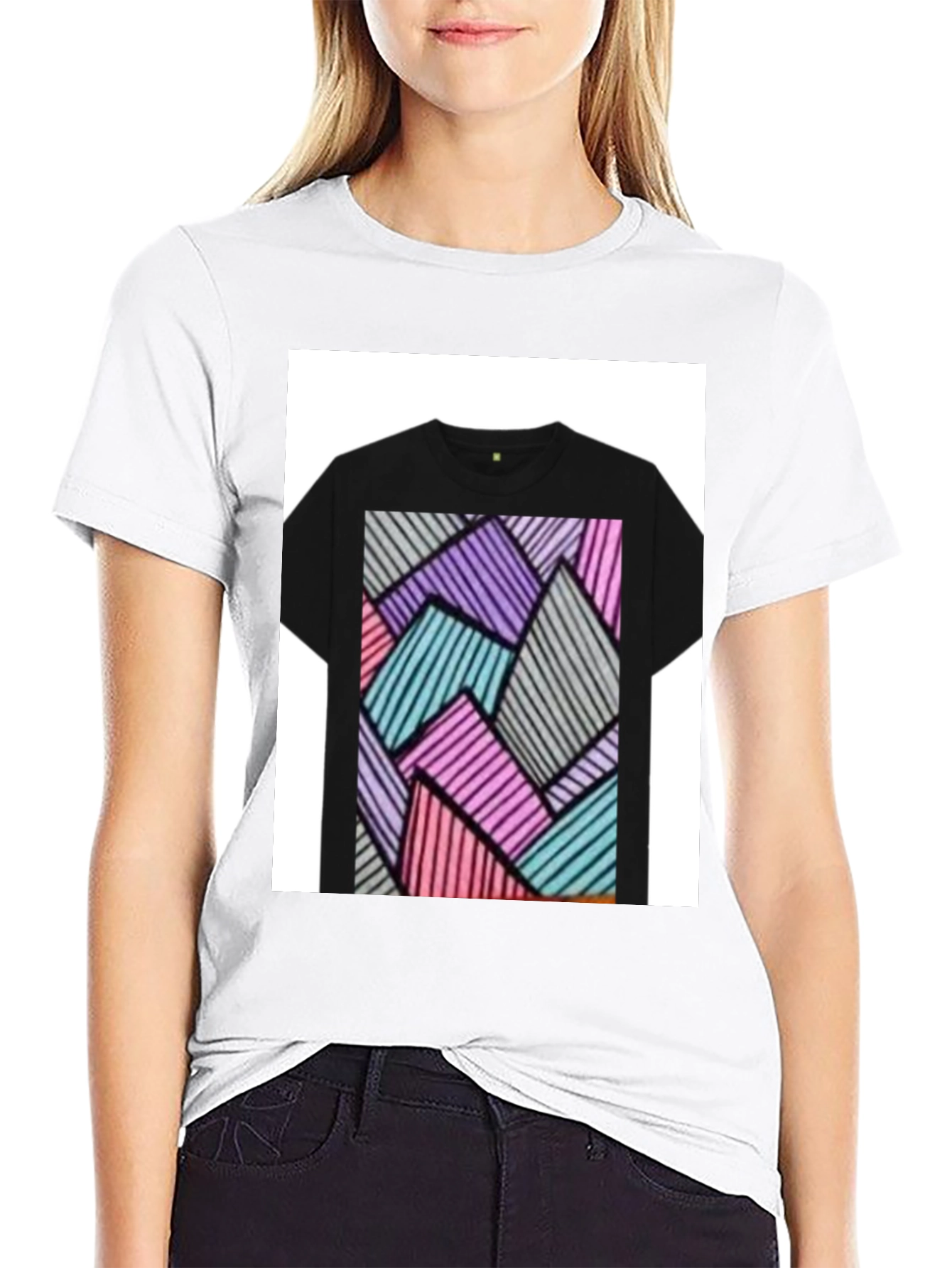 Abstract Geometric Black T-Shirt
